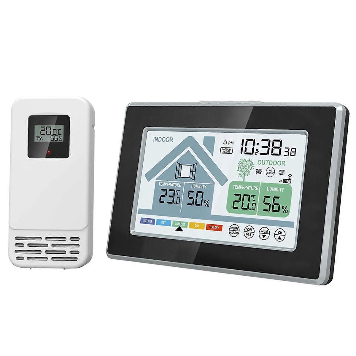 Indoor Outdoor Temperature Humidity Meter Mould Alarm Weather Station