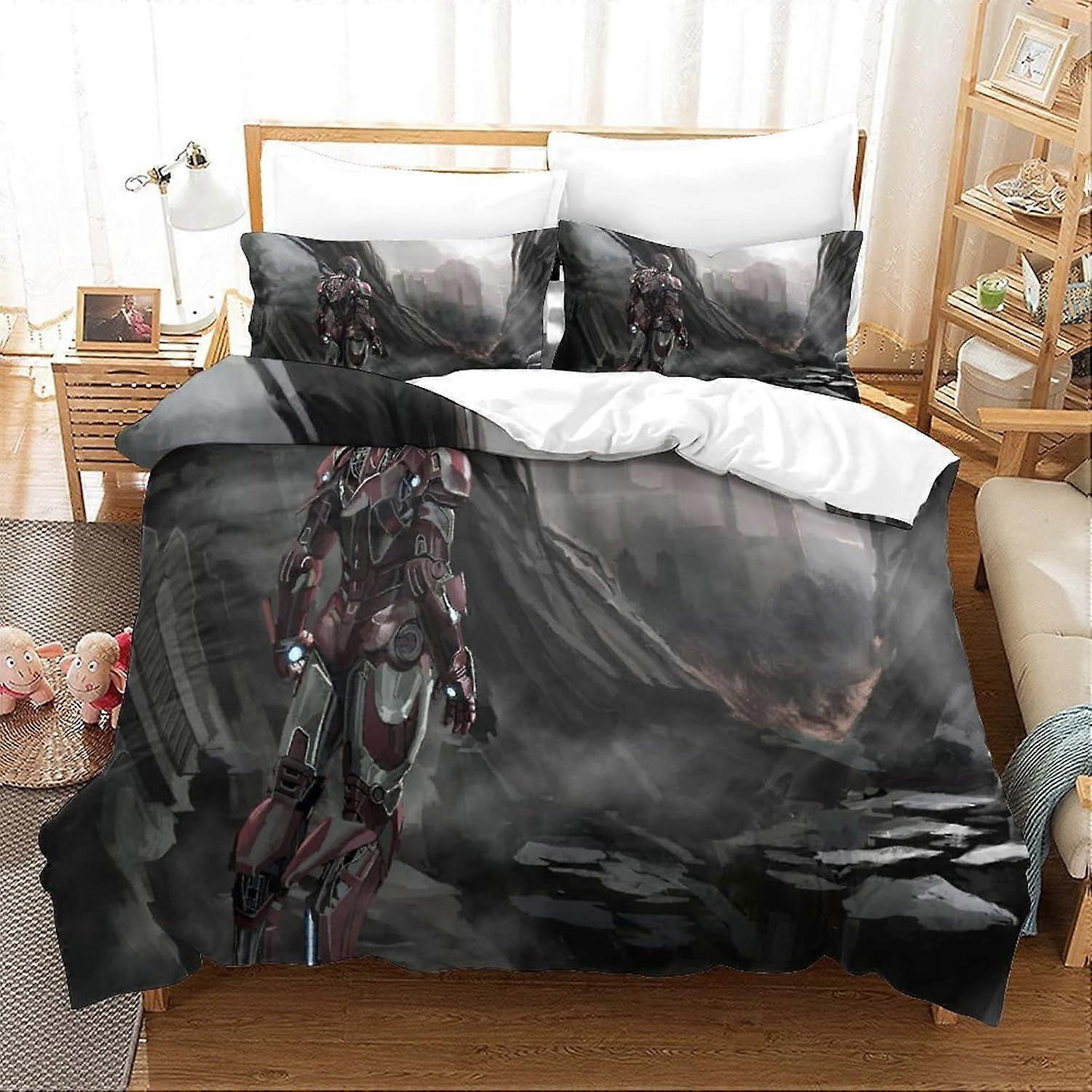 King Duvet Cover Set Iron Man Printed Duvet Covers King Size Bedding Sets Extra Soft Microfiber Easy Care Hypoallergenic 140x200cm