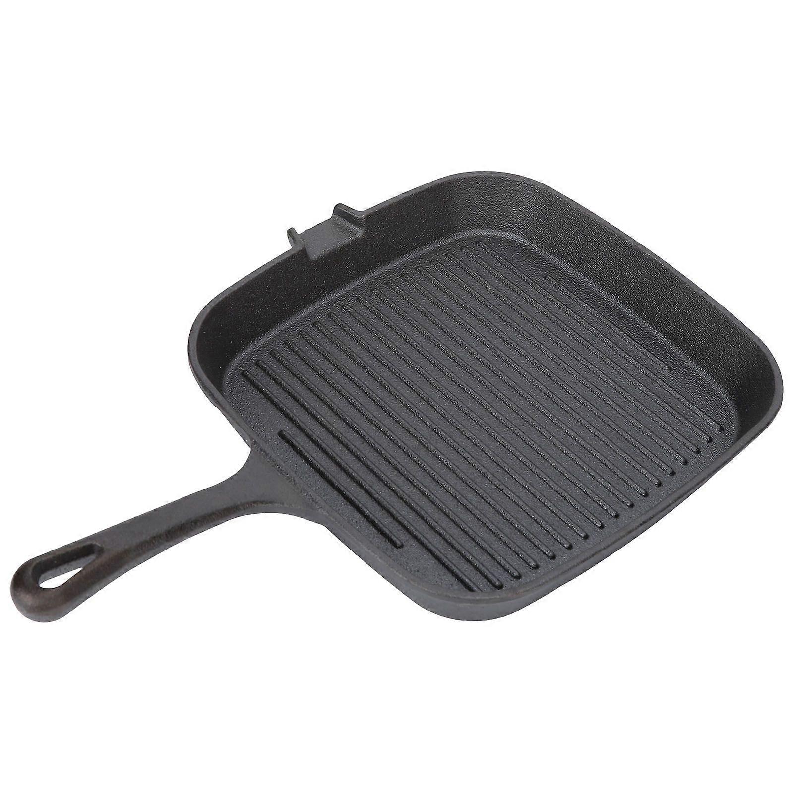 Grill Pan Nonstick Design Heat Resistant Handle Fast Heat Conduction Iron Stripe Frying Steak Skillet for Home Kitchen 22cm