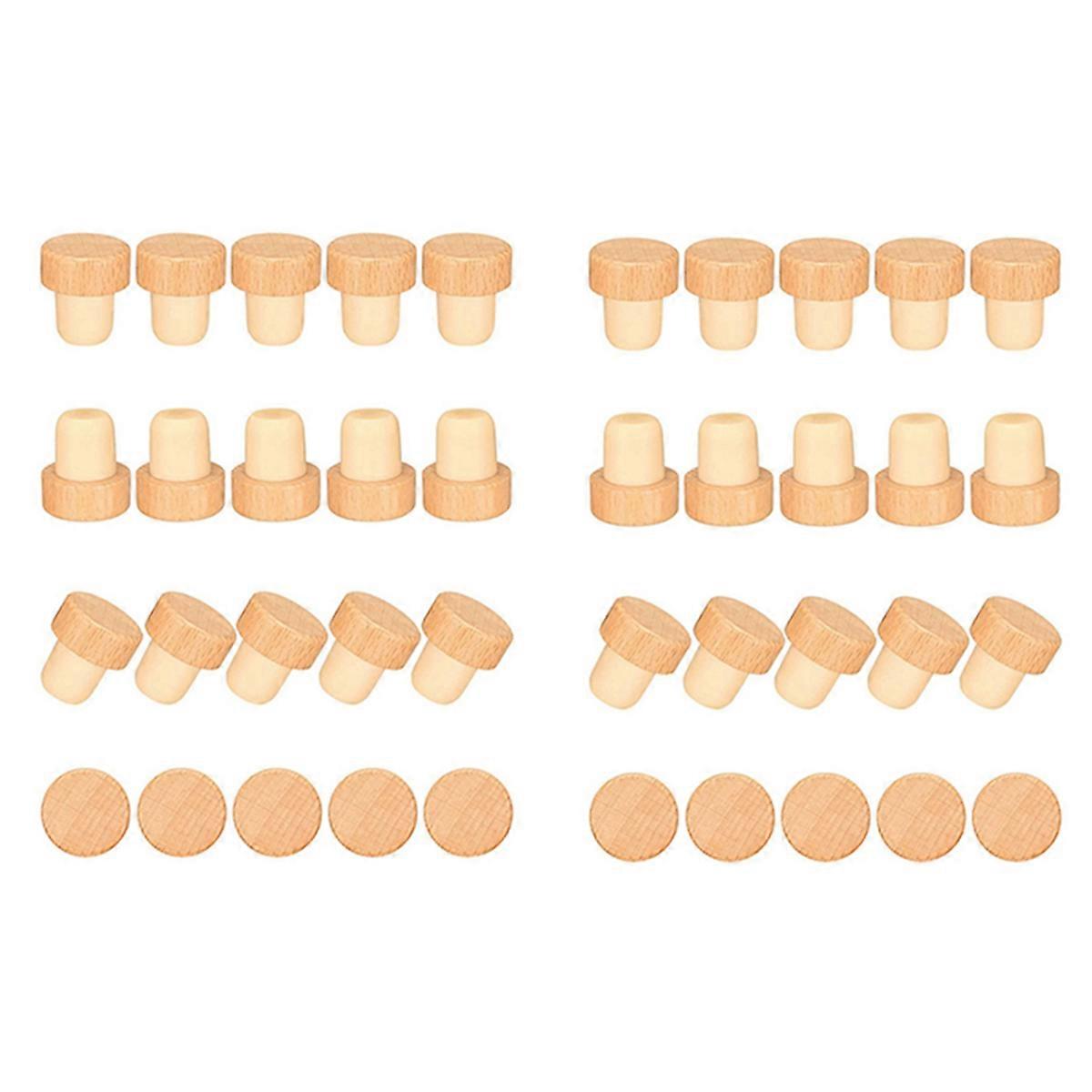 40 Pieces T Shape Wine Corks Tasting Corks T Shape Wine Corks with Beech Top Wooden Wine Bottle Stop