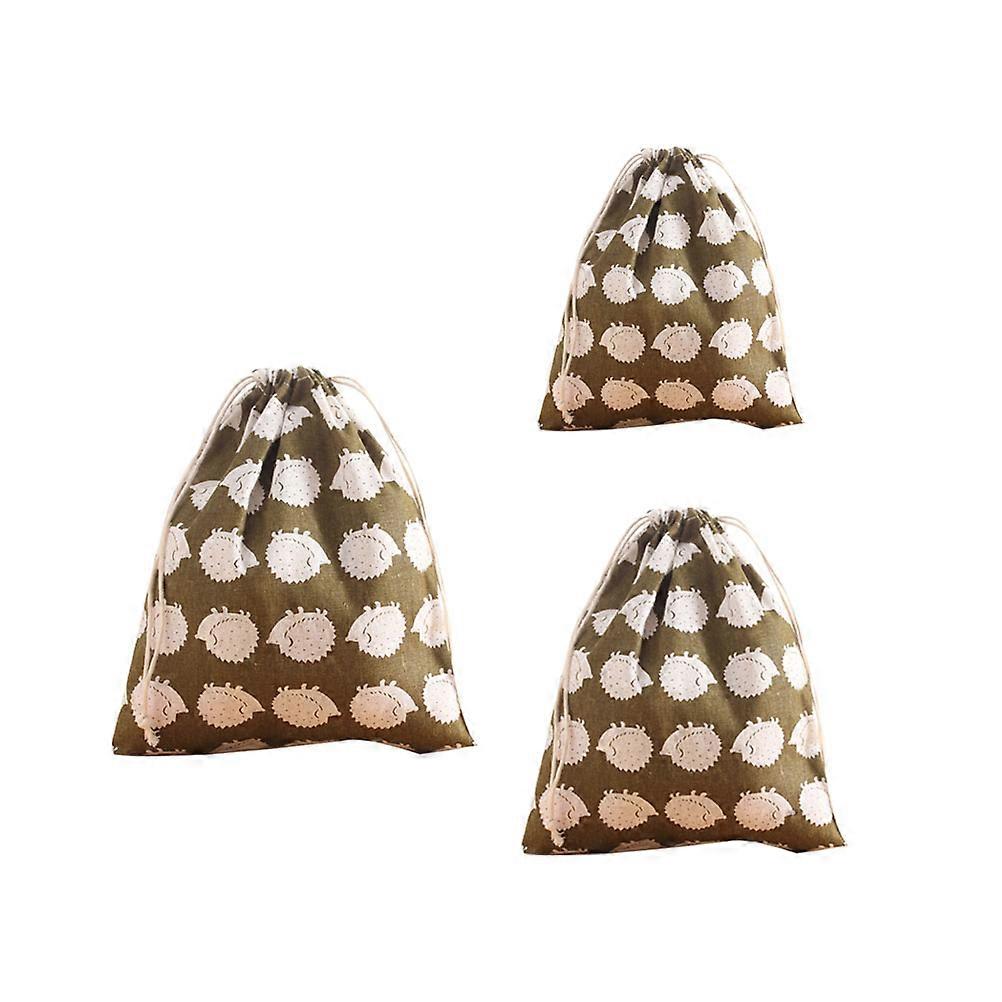 Drawstring Makeup Bag Hedgehog Pattern Storage Container Travel Home Use Assorted Color Leak Prevention 3Pcs