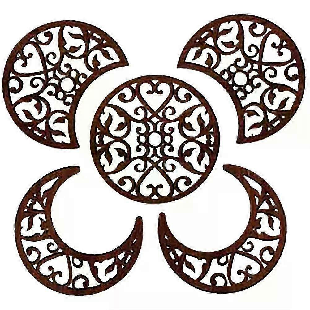 5 Pcs Moon Cycle Pendant Wooden Ornament Unique Wall Decor Decorations Phase Hanging