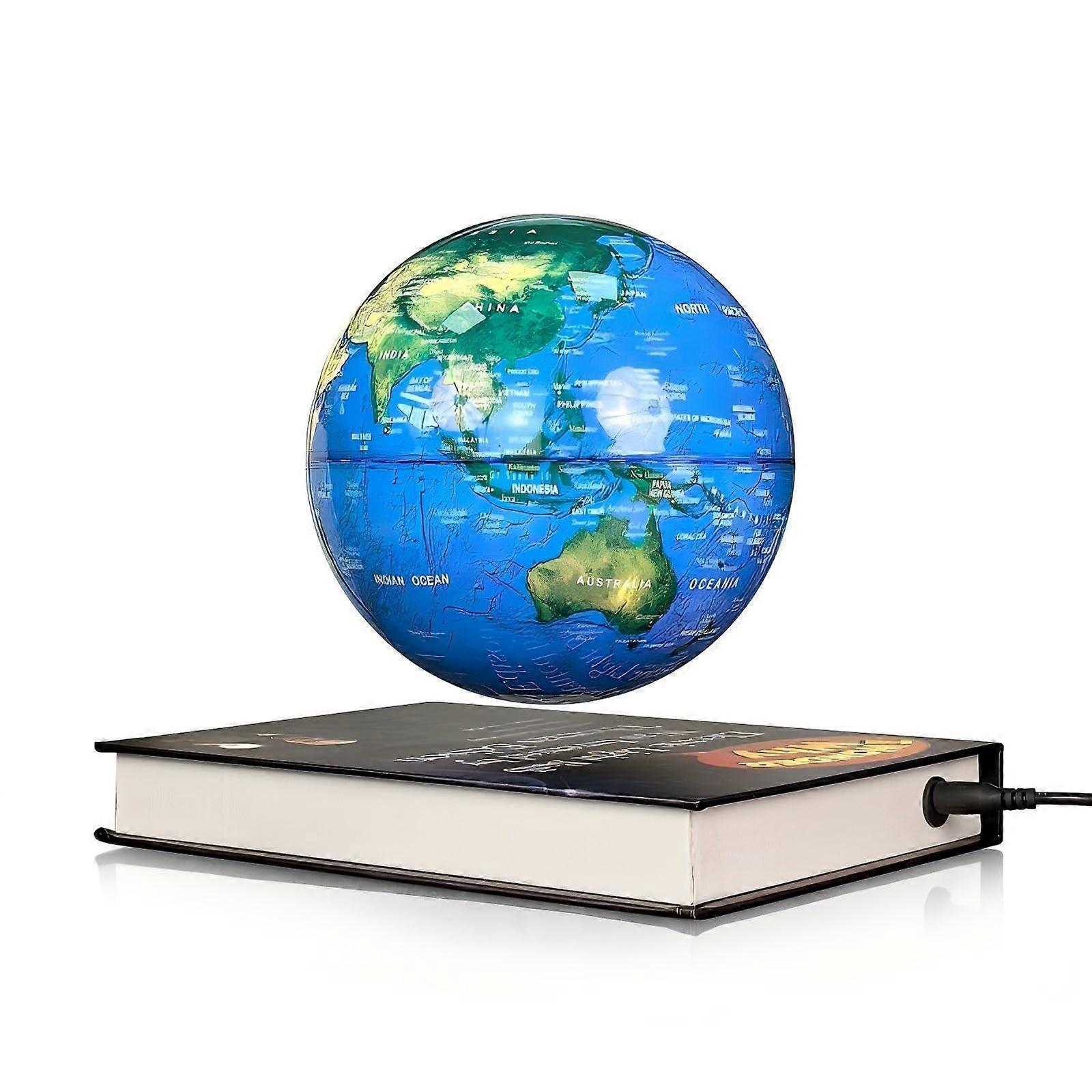 6' Magnetic Levitation Floating Globe, 360Degree Rotating Desk Decor, Blue 6Inch Levitating Globe For Kids And Office