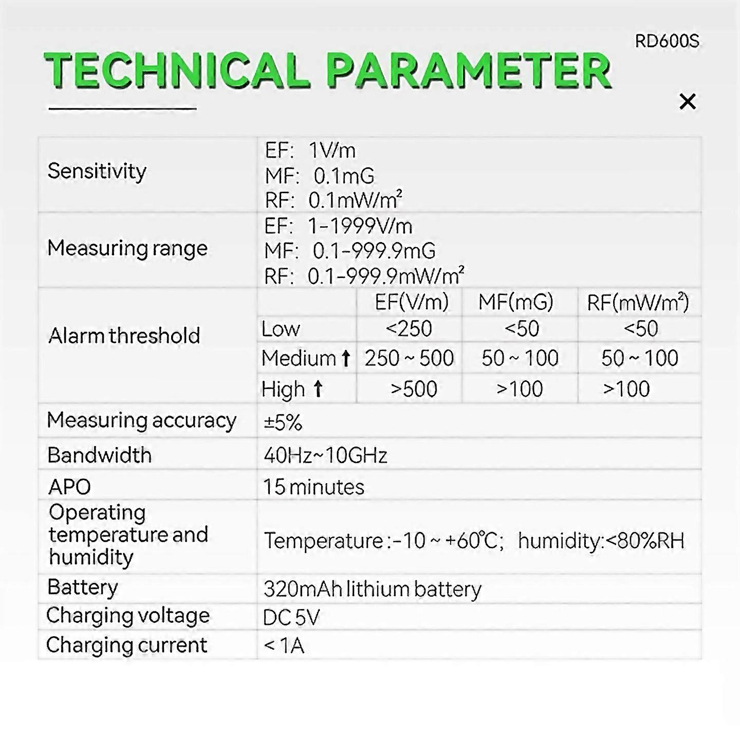 For Rd600s 3 In 1 Electromagnetic Radiation Tester Portable Handheld