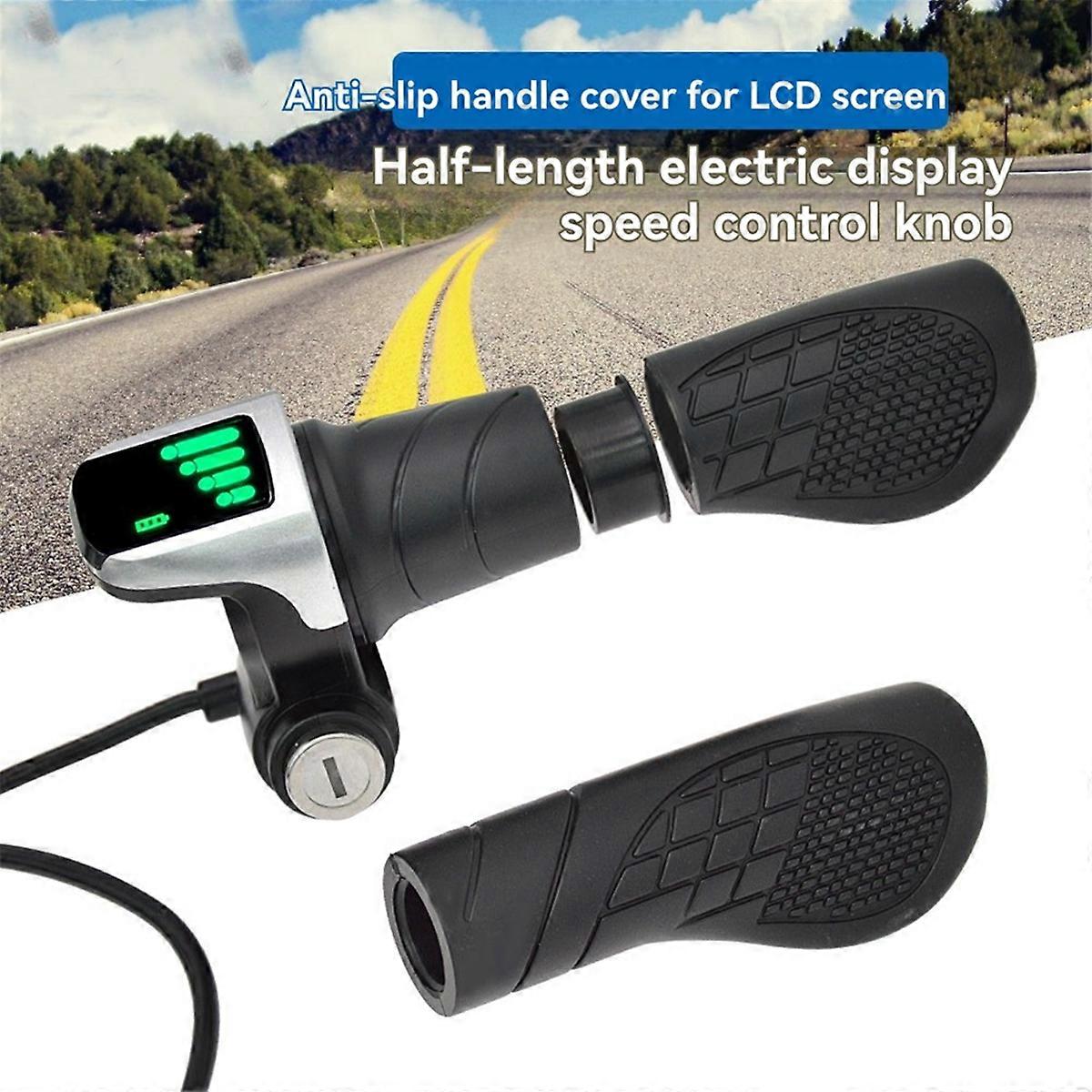 Twist Grip Throttle with LCD Display (Power Indicator) & Key Lock for E-Bikes/Scooters/Motorcycles