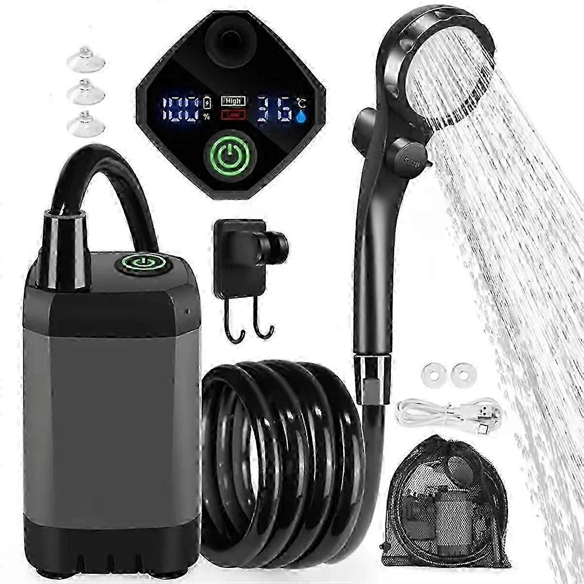 Camping shower portable with 6000mAh battery for travel use