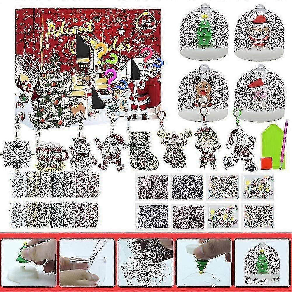 Christmas Countdown Calendar DIY Diamond Painting Keychain Advent Decor Xmas Gift