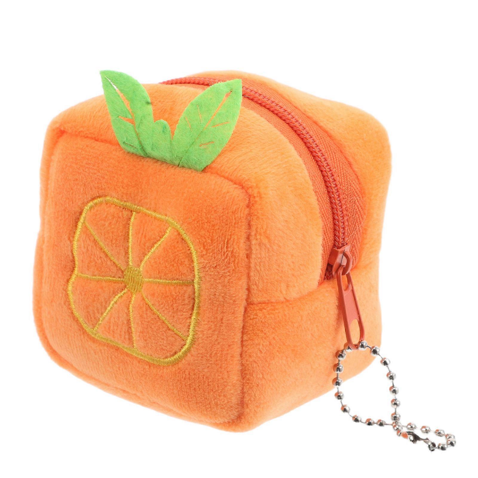 5Pcs Mini Orange Plush Coin Purse for Storage Soft Zipper Wallet Set