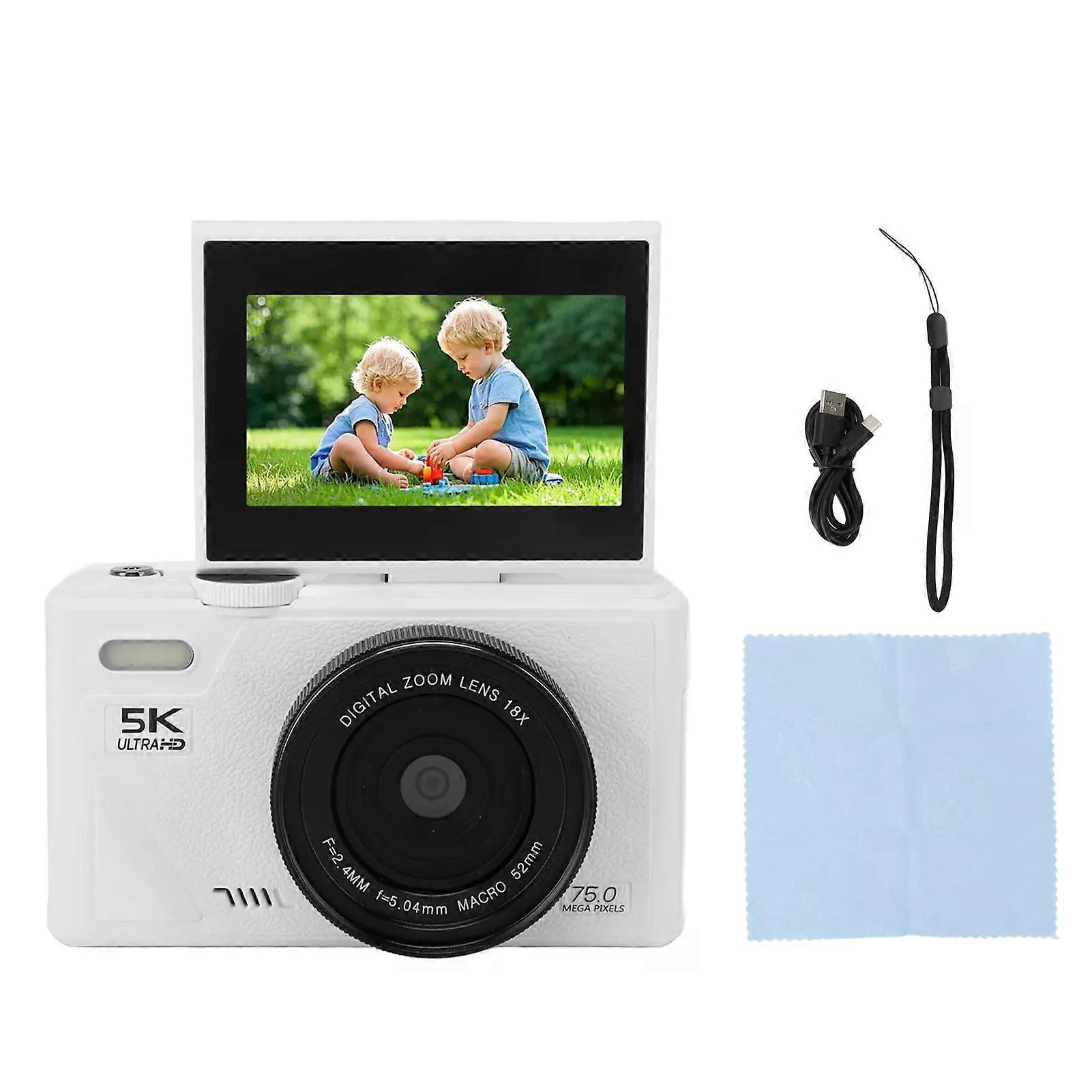 5K 75MP HD Digital Camera 18X Digital Zoom 3 Screen Smile Detection Imaging Stabilization Anti-shake Retro Mirrorless Camera