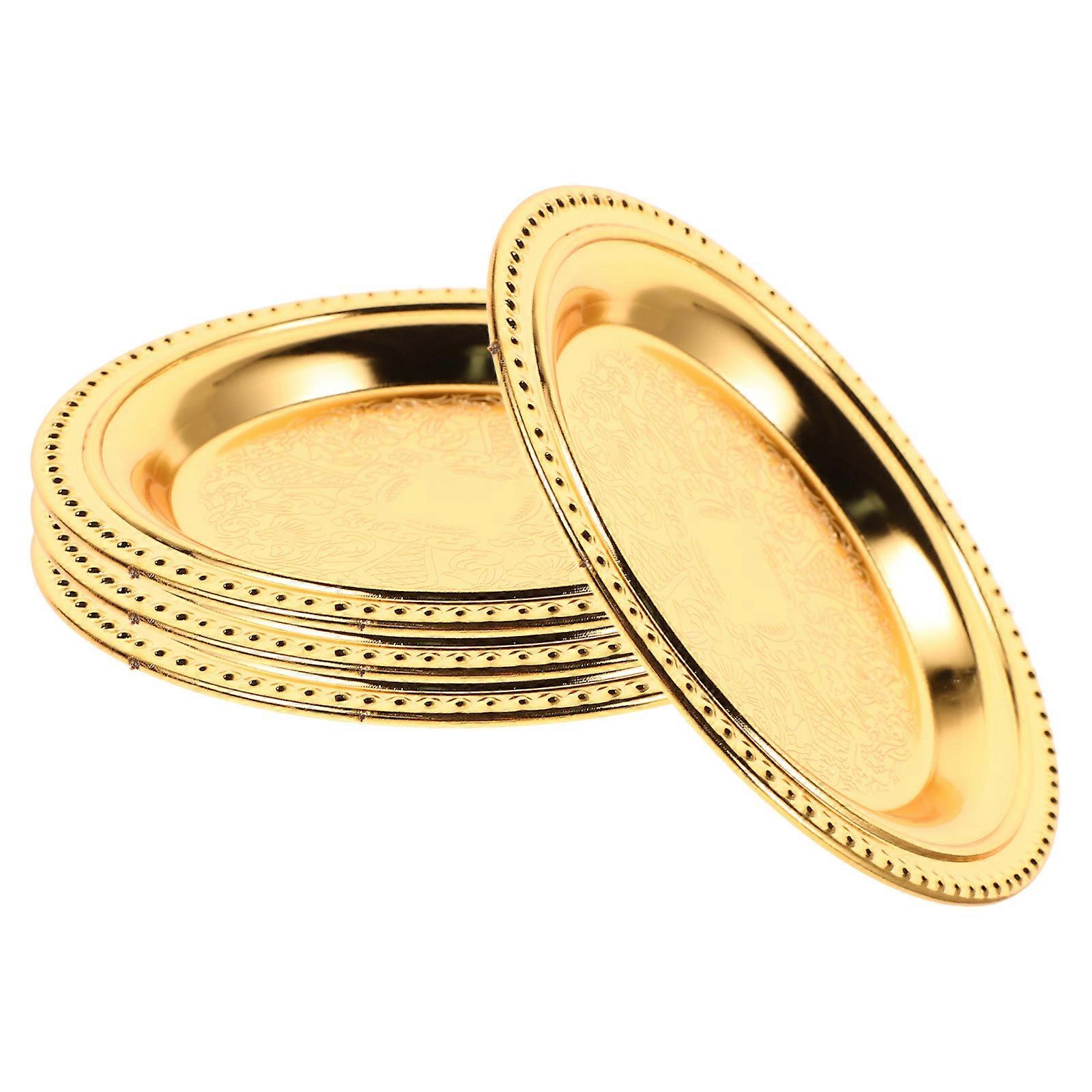 Golden Snack Tray Round Serving Plate for Cheese Dish 12Pcs