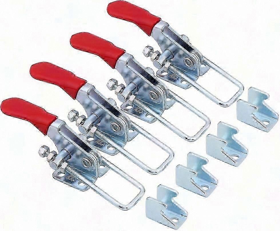 4-Pack Heavy-Duty Toggle Clamp Set, 163kg/360lb Horizontal Holding Capacity, Quick Release Metal Latch for Workbenches and Jigs