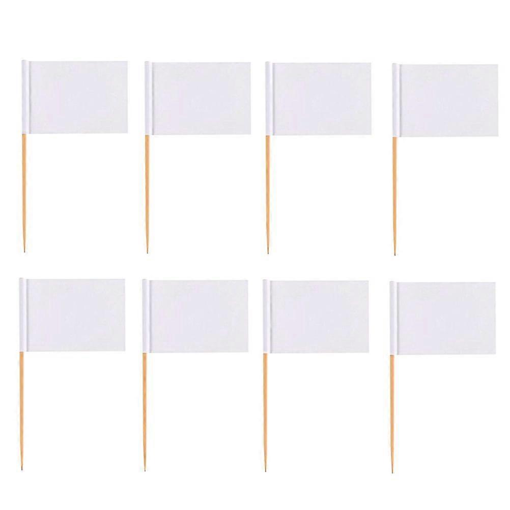 Creative White Toothpick Flags for DIY Cupcake Toppers and Party Food Decoration, 100 Count Set