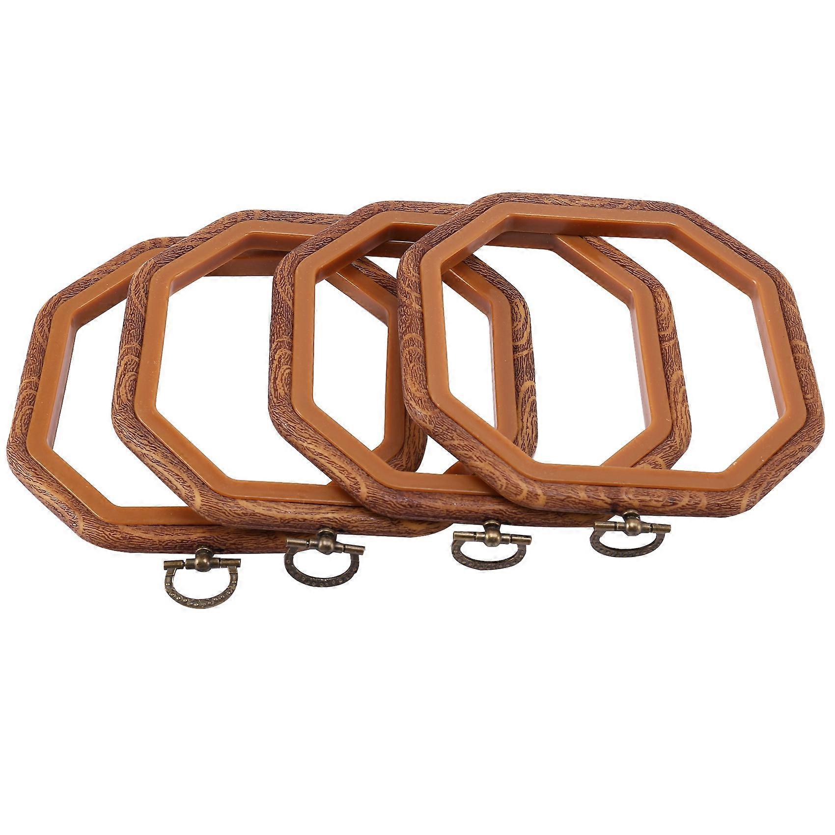 4PCS Octagon Embroidery Hoops Imitated Wood Display Frame for Sewing