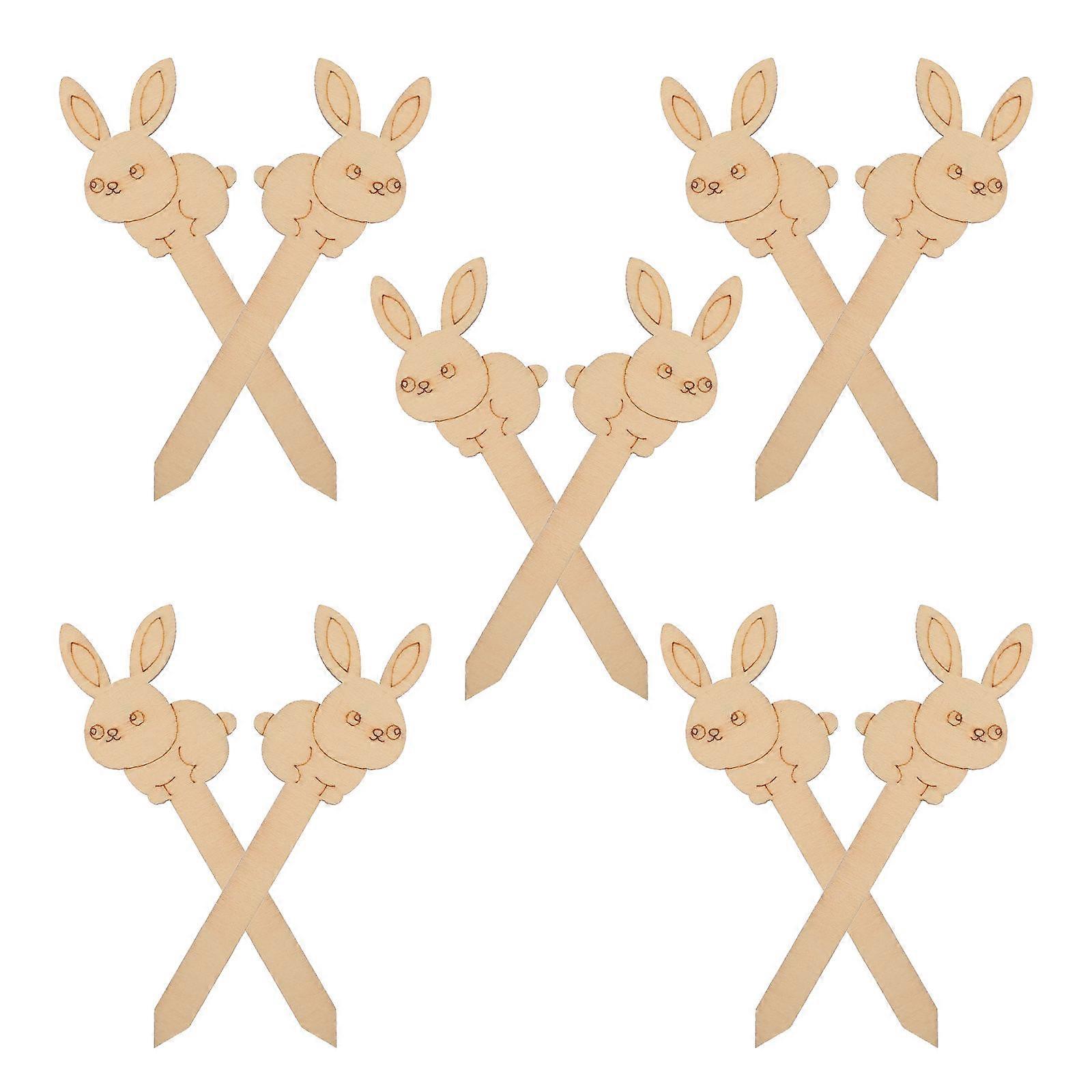 Easter Rabbit Bookmarks Wooden Bookmarks for Craft 40Pcs Decorative Book Tags