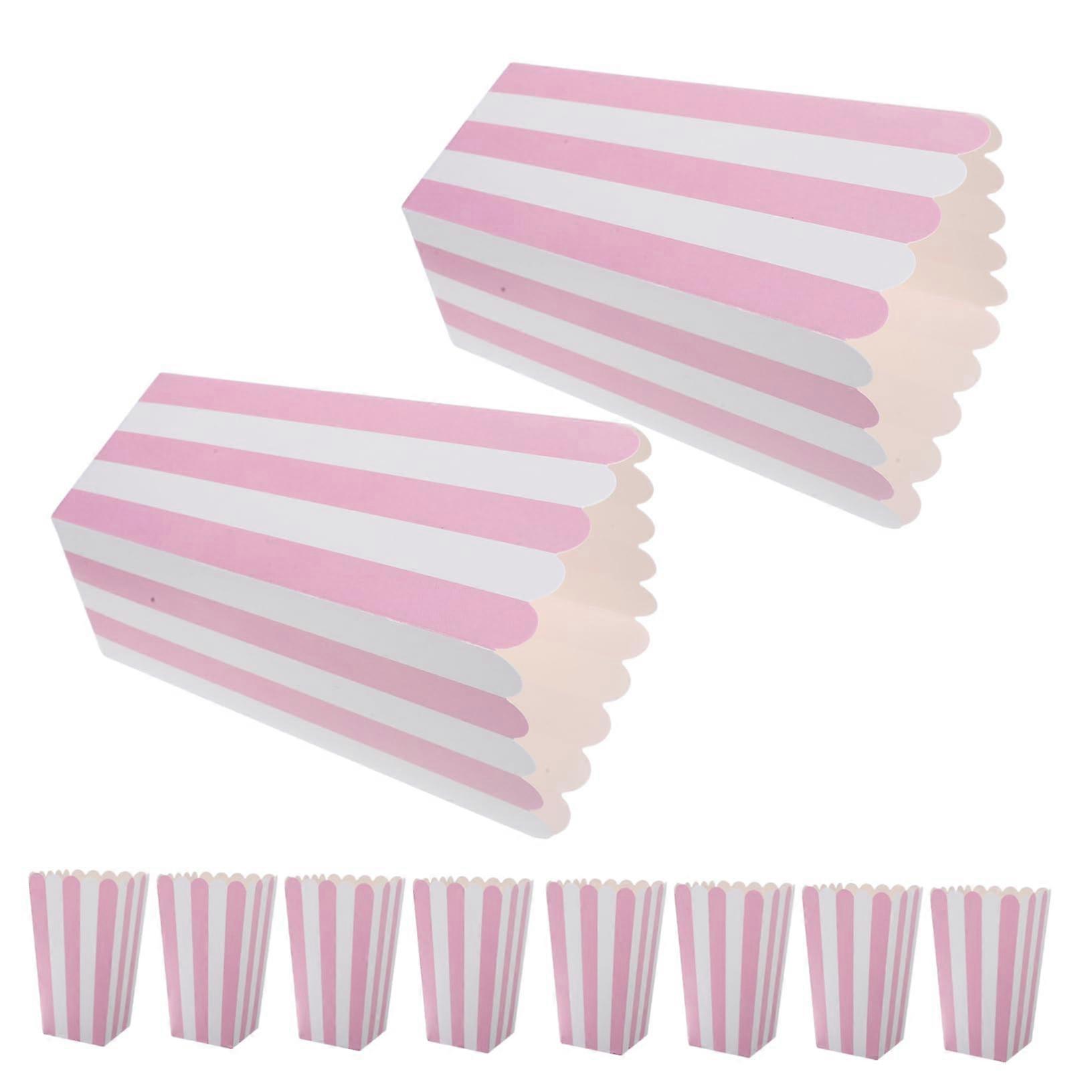 Vintage Paper Popcorn Bucket 24Pcs Cartoon Valentine's Day Reusable Snack Bowl