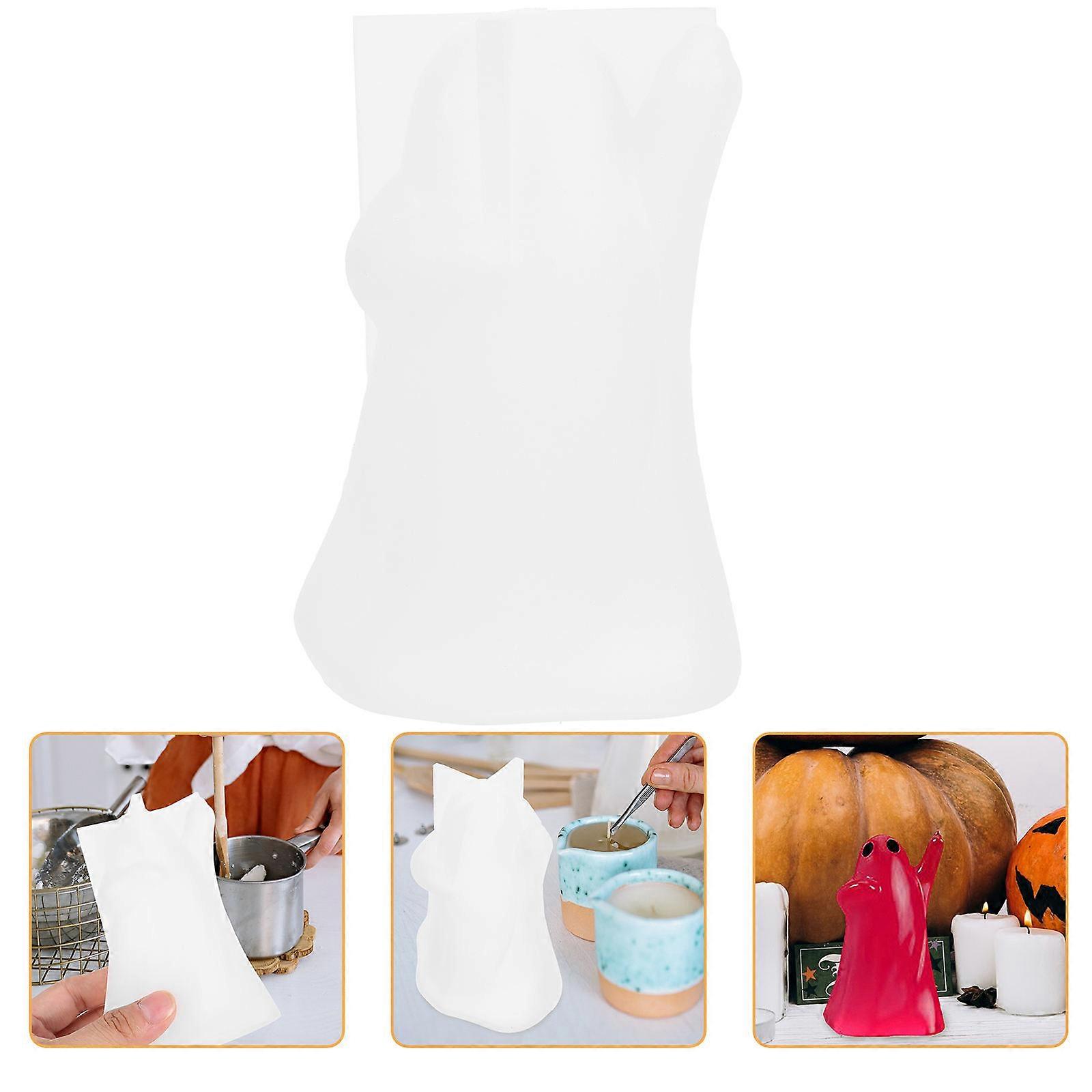 Halloween Ghost Mold 5Pcs Silicone Candle Making Tool Easy Demoulding With Unique Hand-Hold Design For Handmade Crafting