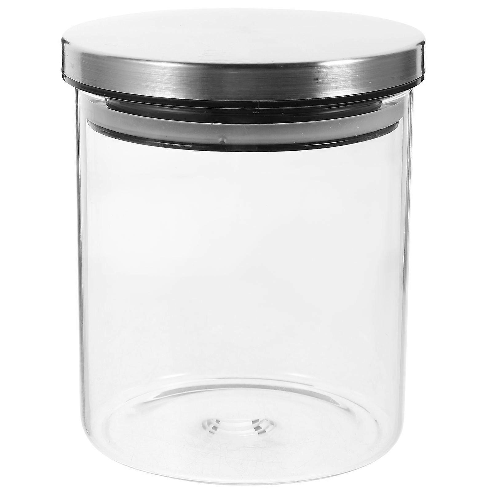 Glass Storage Jar For Food Storage Kitchenware Transparent Glass Container With Stainless Lid 1Pcs