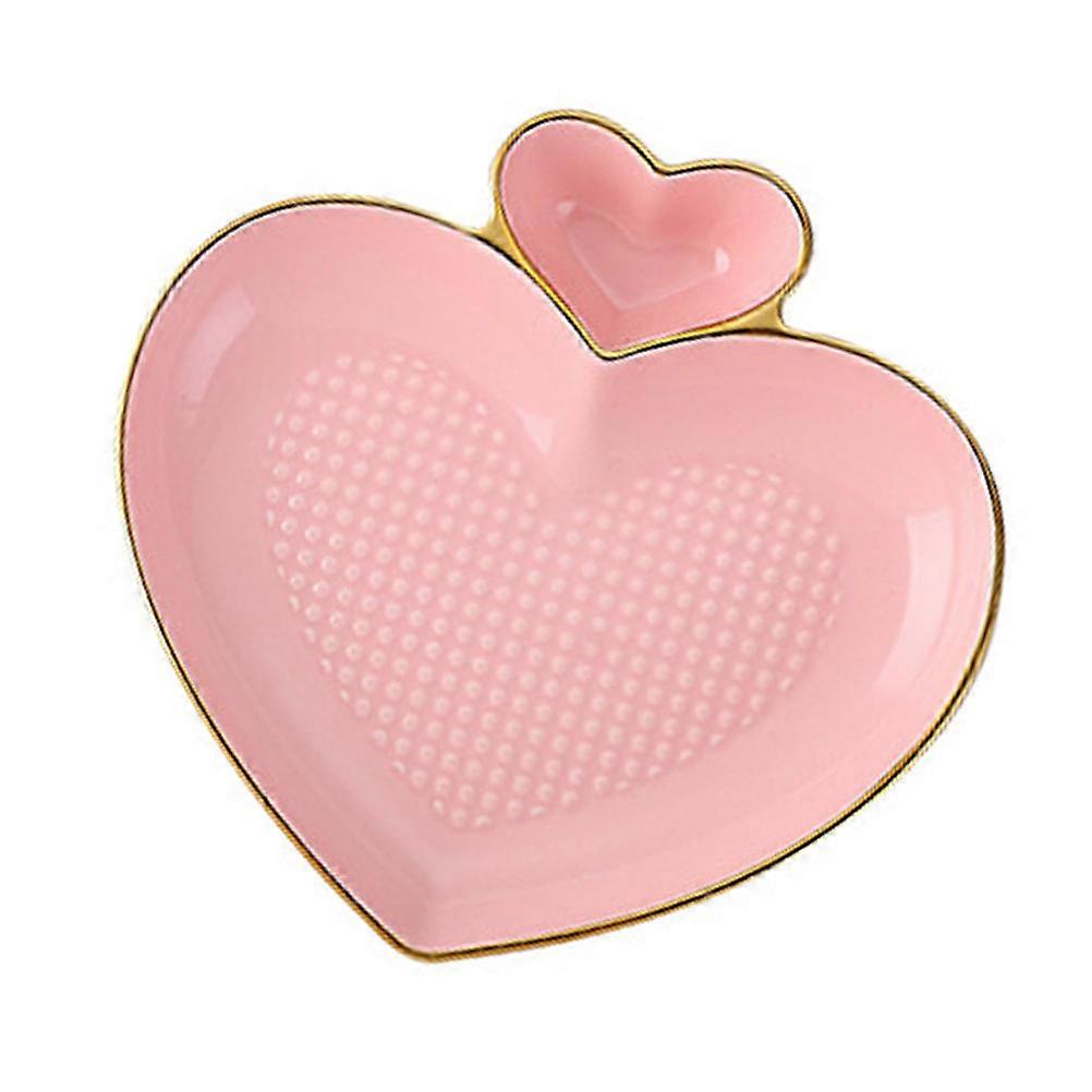 2Pcs Heart Dessert Plate Pink Kitchen Simple Design Waterproof Moisture Proof