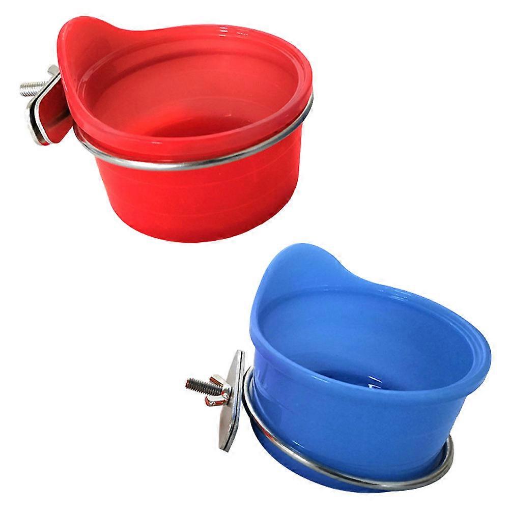Pet Parrot Feeding Tool Stainless Steel Food Cup Simple Design Durable Everyday Use 2 Sets