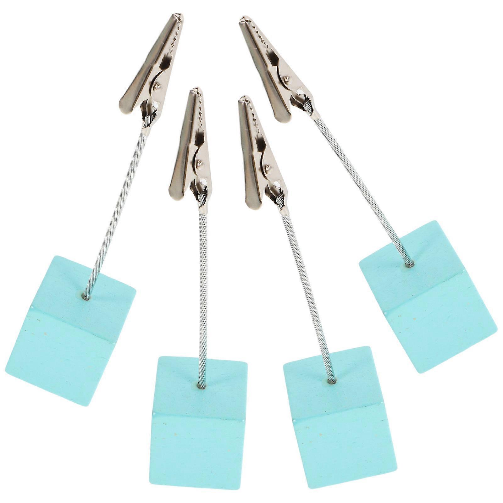 8Pcs Sky-Blue Table Number Holder Cube Base Memo Clip Holder Perfect For Home Office And School Reminder Display