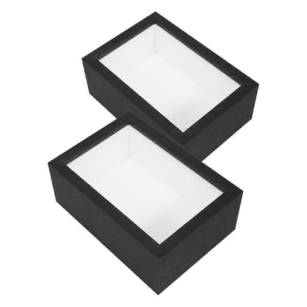 Wood Box Picture Frame for Display 4Pcs Black DIY Specimen Display Case