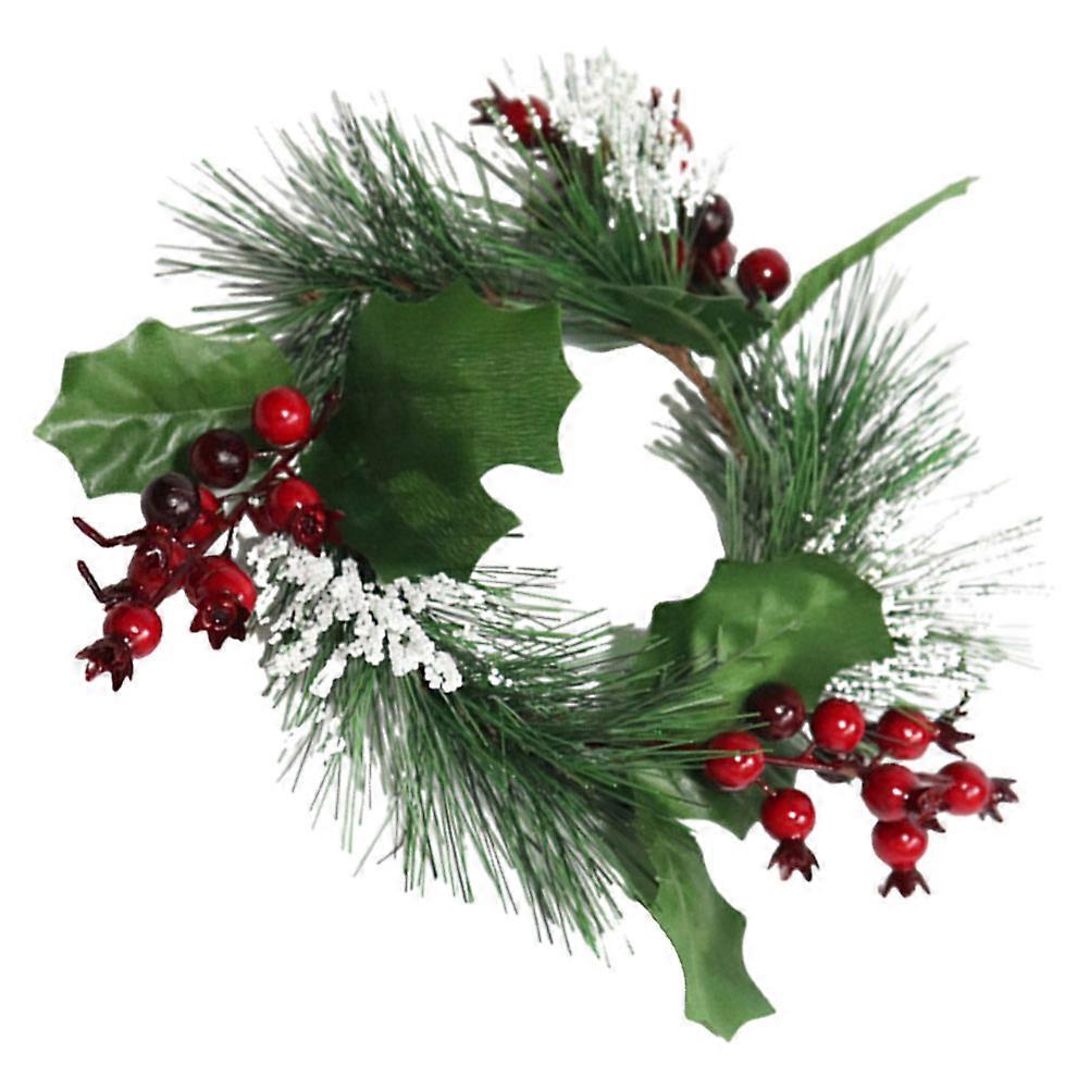 Candle Rings for Pillar with Artificial Berry Pine Needle 5Pcs Garland