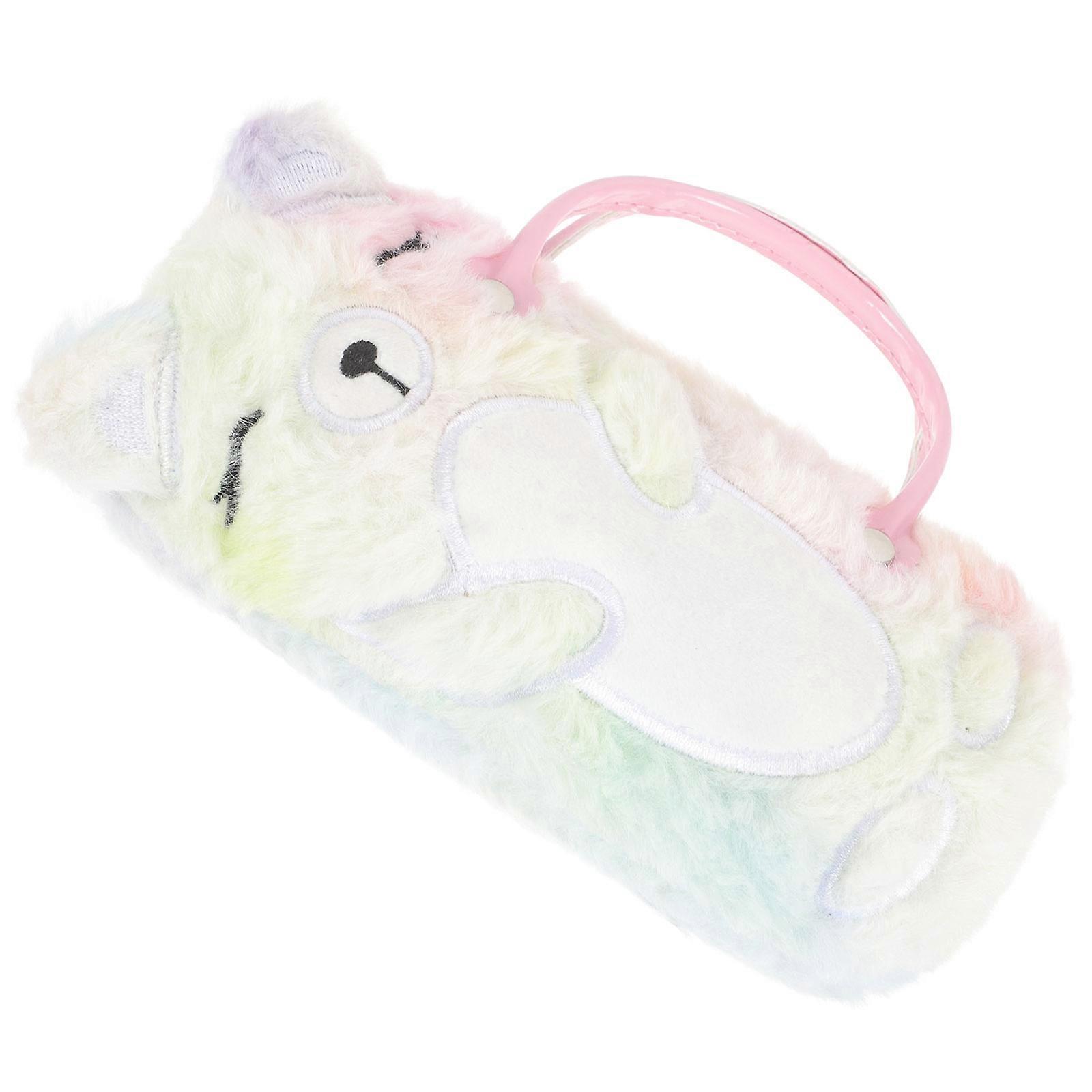 Plush Glasses Case Bear Shape for Storage Use 3Pcs Multi Color