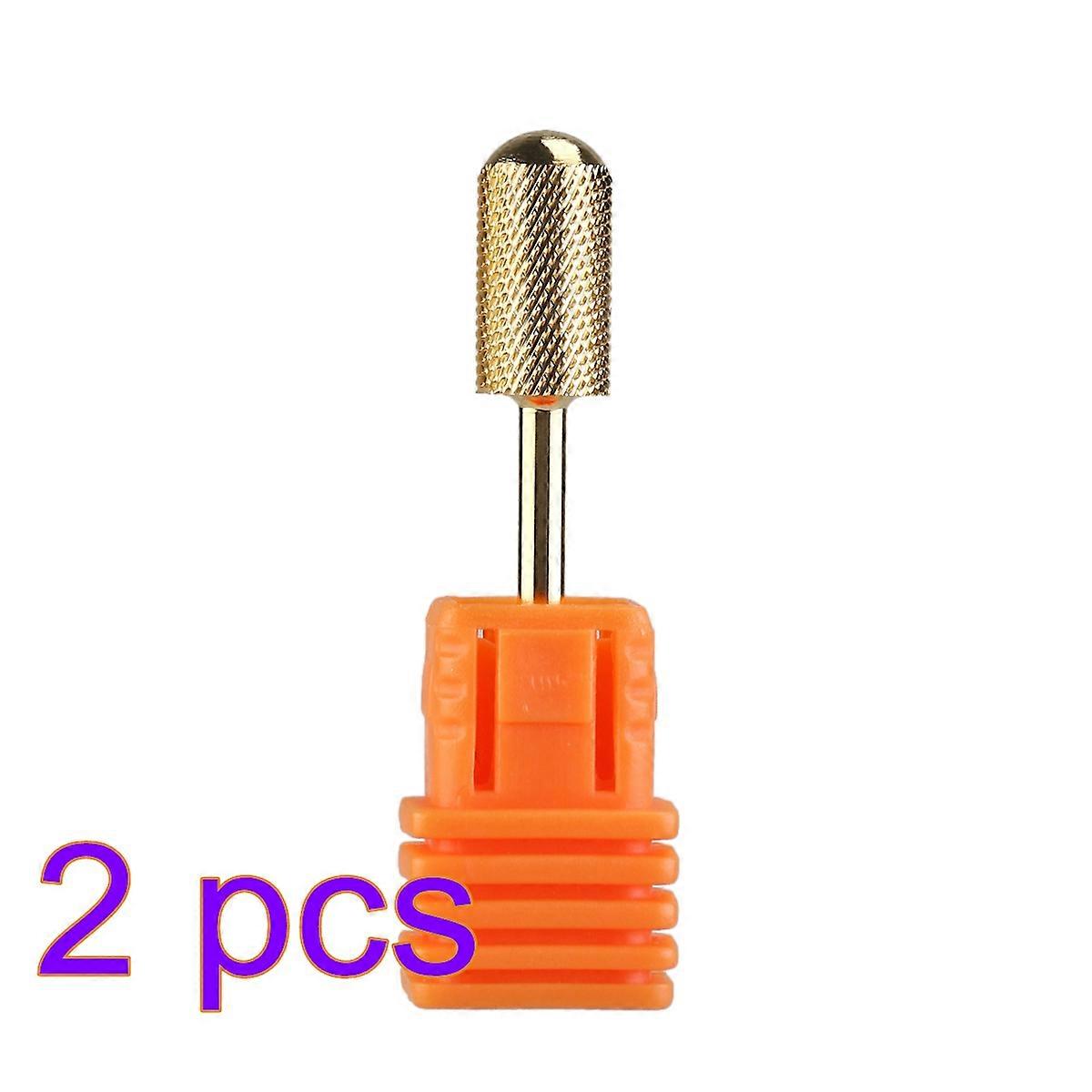 Carbide Nail Drill Electric Nail File Bit Replacement 2Pcs Gold