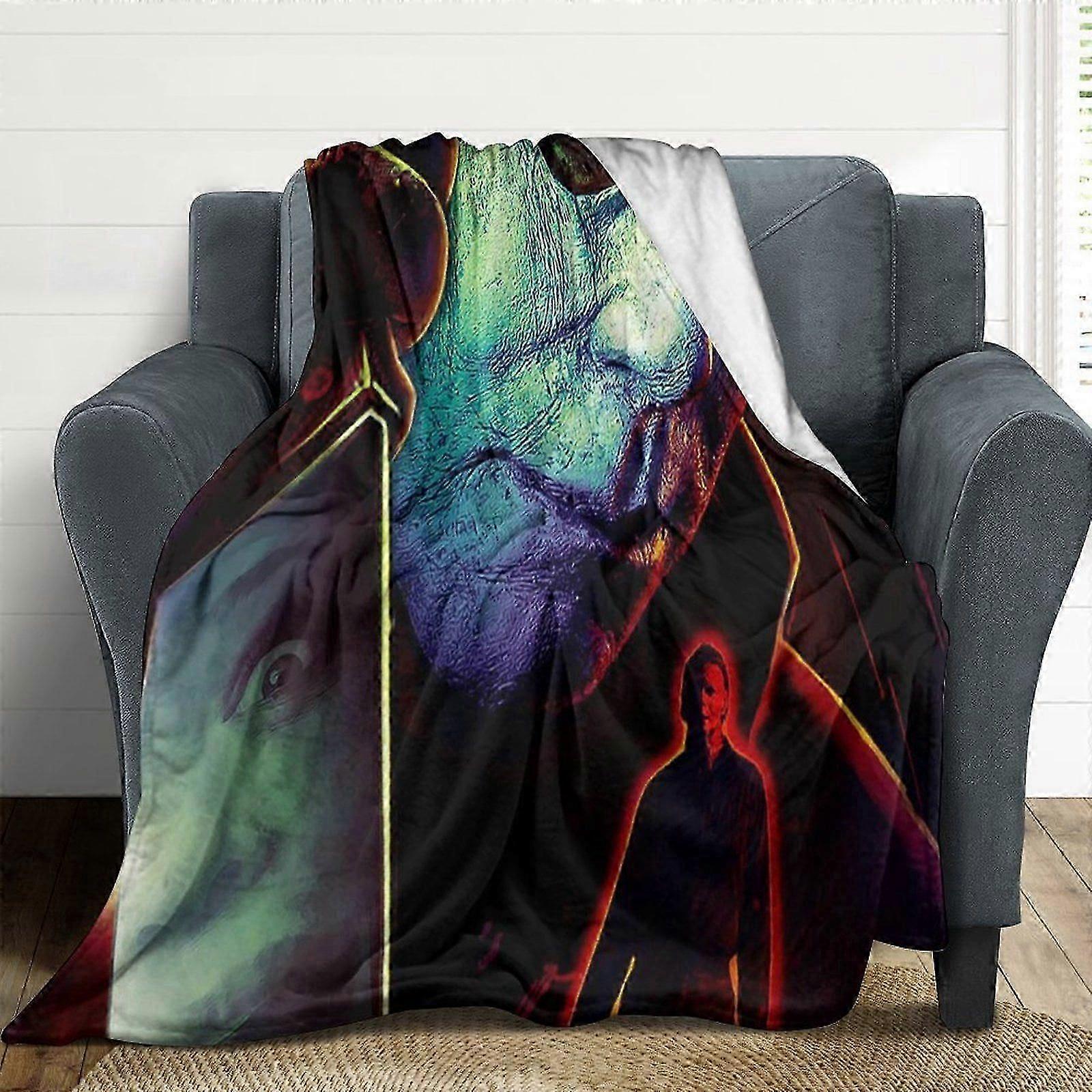 مايكل مايرز هالوين الفانيلا بطانيات لينة أفخم رمي بطانية غامضة مريحة فاخرة مكيف الهواء بطانية لغرفة النوم أريكة-w289