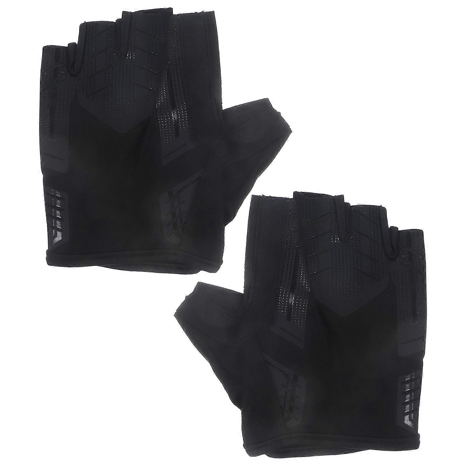 Ridehandsker Halvfingerhandsker til håndbrug Sorte elastiske åndbare