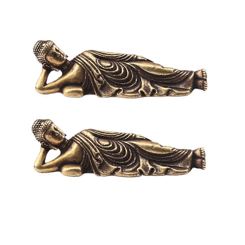 Lying Buddha Statues Solid Brass Buddha Statue for Decoration 4Pcs Golden Pieces