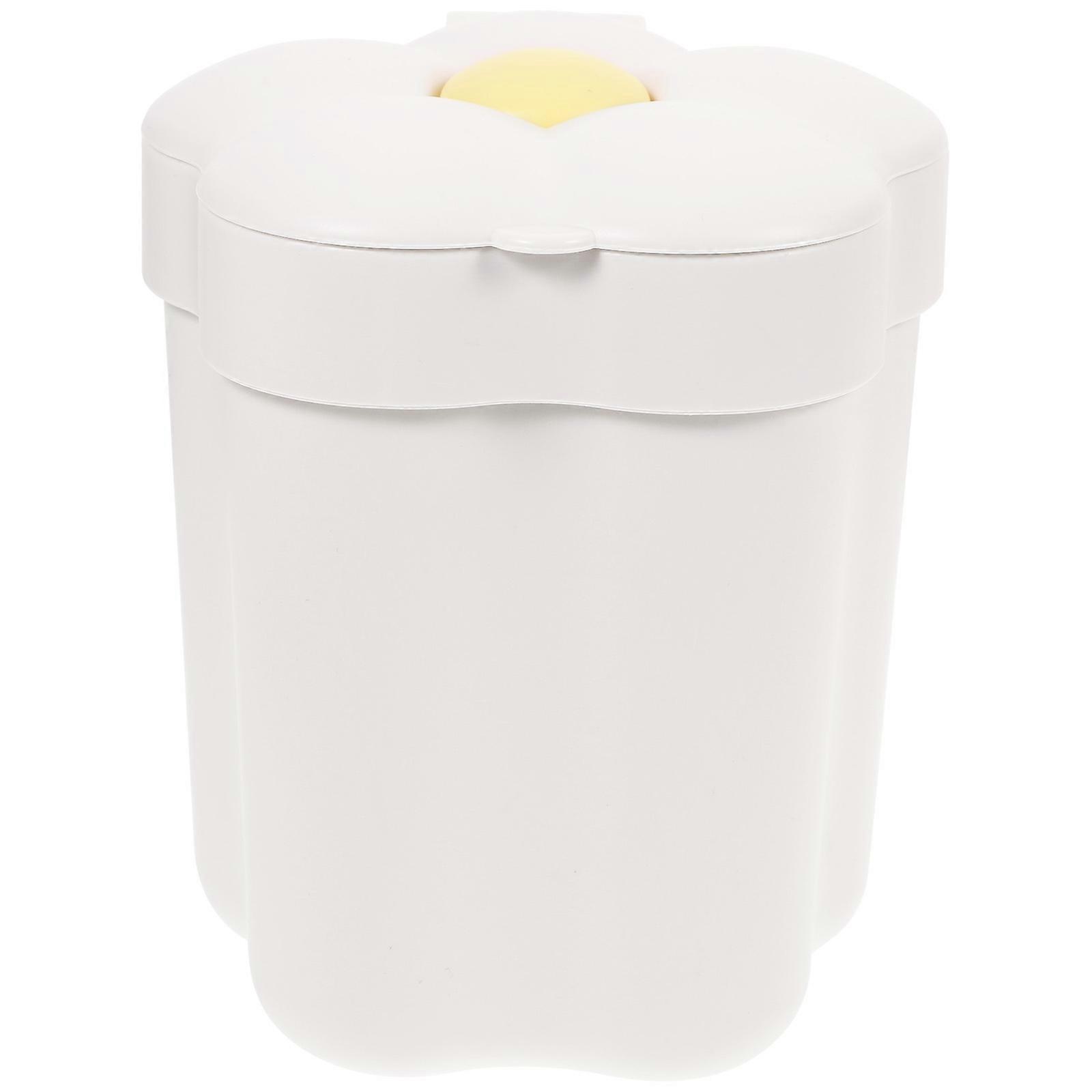 Home Garbage Can Flower Shaped for Storage Use 2Pcs White Trash Bins