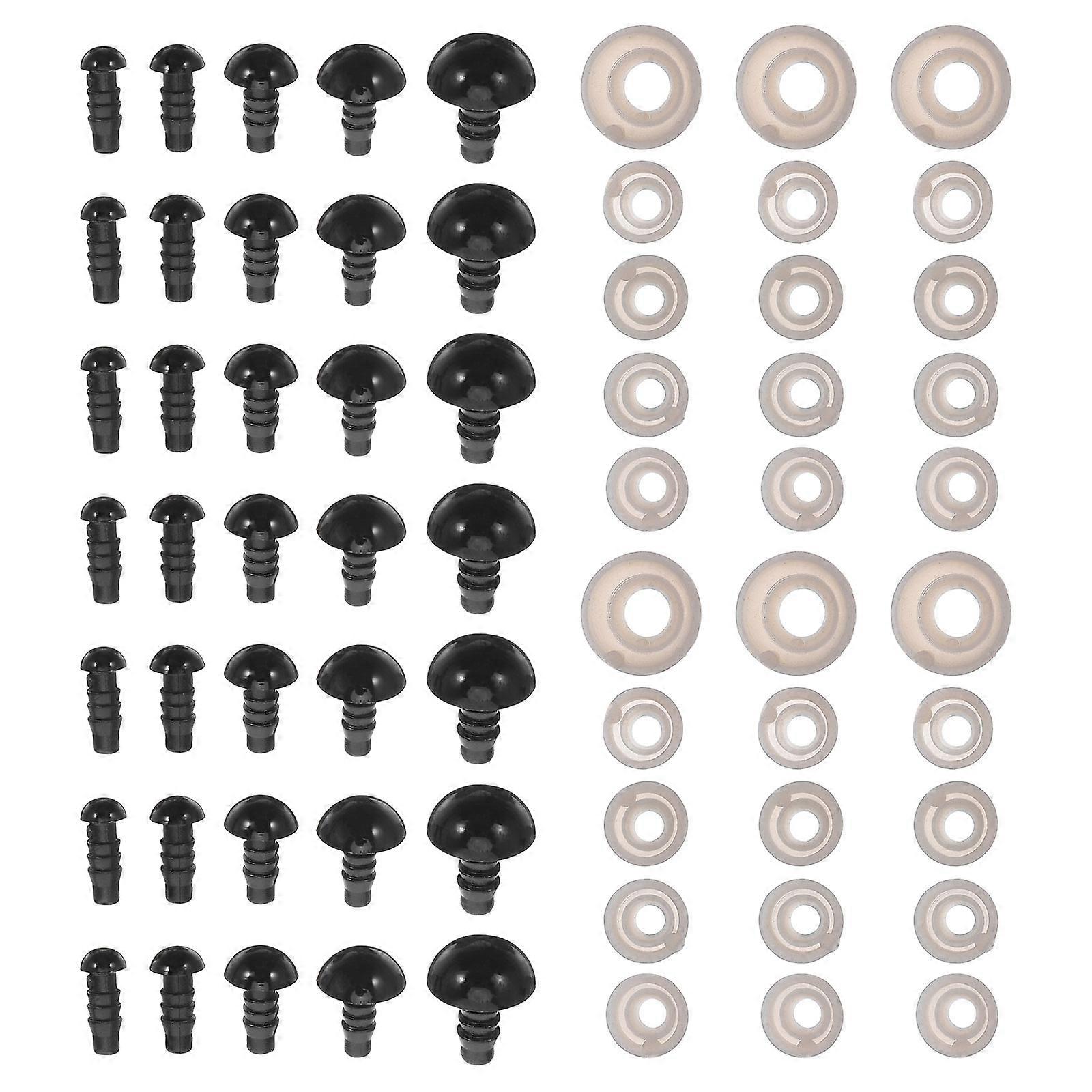 Black Plastic Plush Toy Eyes for Crafts 1000Pcs with Washers for Dolls