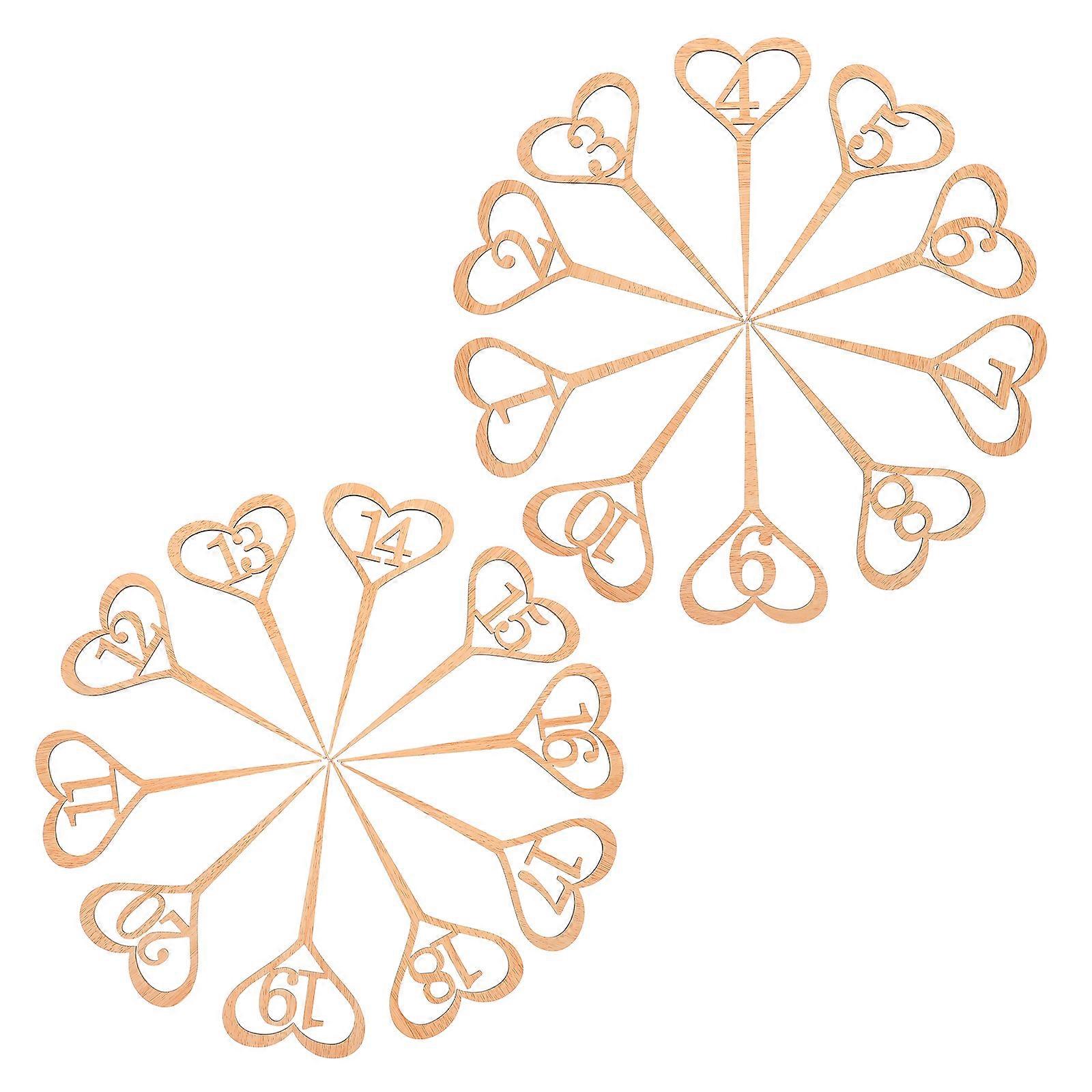 Seating Arrangement Wooden Table Numbers Heart Cutout Romantic Design For Wedding Reception Khaki 20Pcs