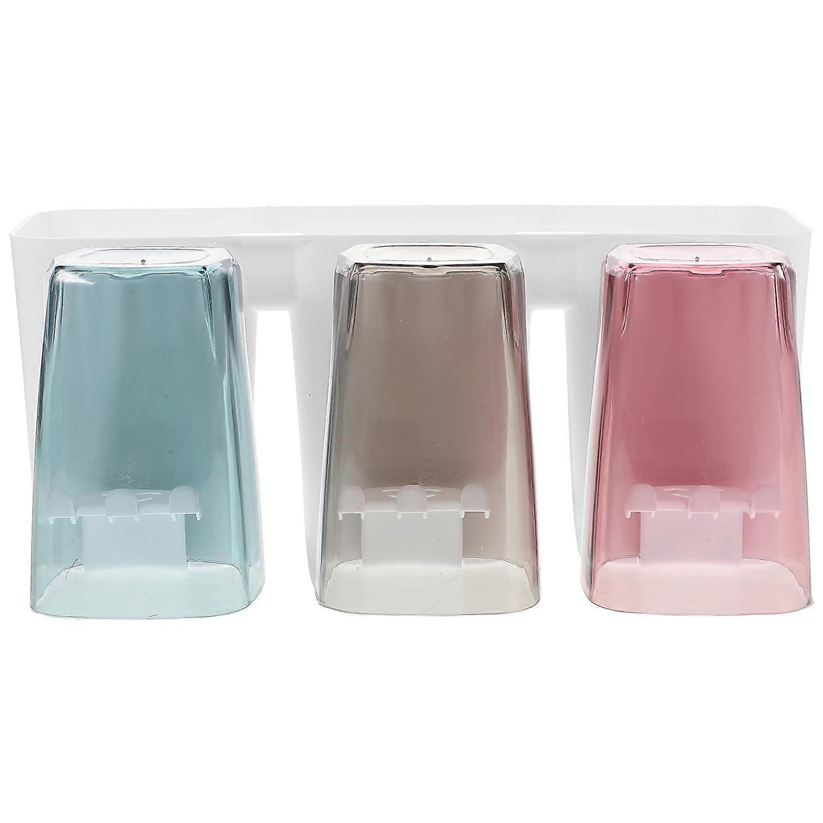 Toothbrush Holder Plastic Toothbrush Rack for Home 3Sets White Wall Mount