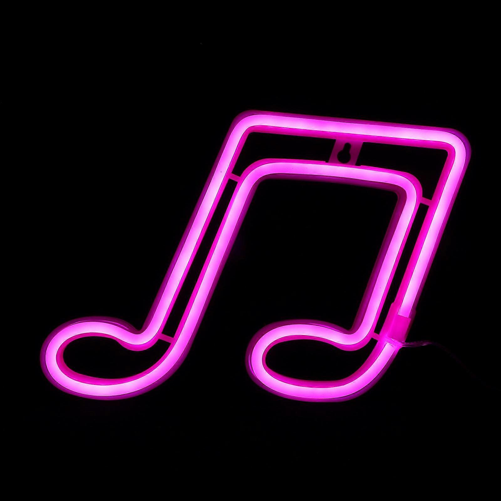 Pink Note Modeling Neon Light LED Lamp for Decor 2Pcs Hanging Lights