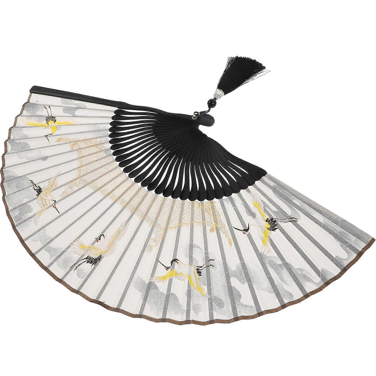 Chinese Folding Fan Silk Handheld Fan for Cooling 5Pcs Tassel Folding Fans