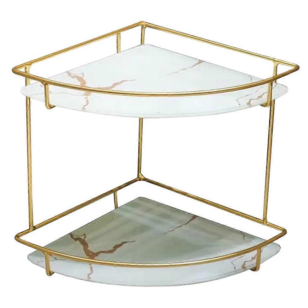Corner Storage Rack for Bathroom Cosmetics with Golden Finish and Two Layers 1 Unit