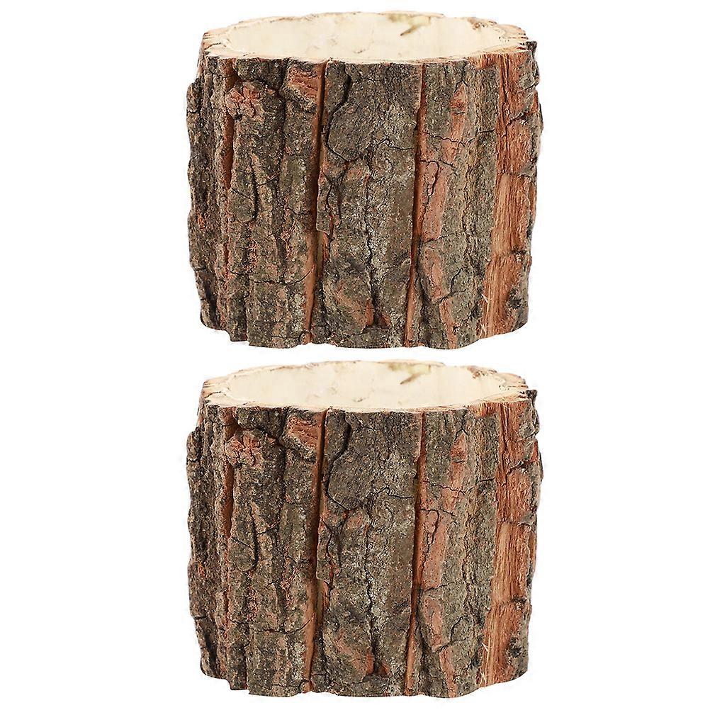 Rustic Wood Planter Natural Flower Container for Storage Use 4Pcs