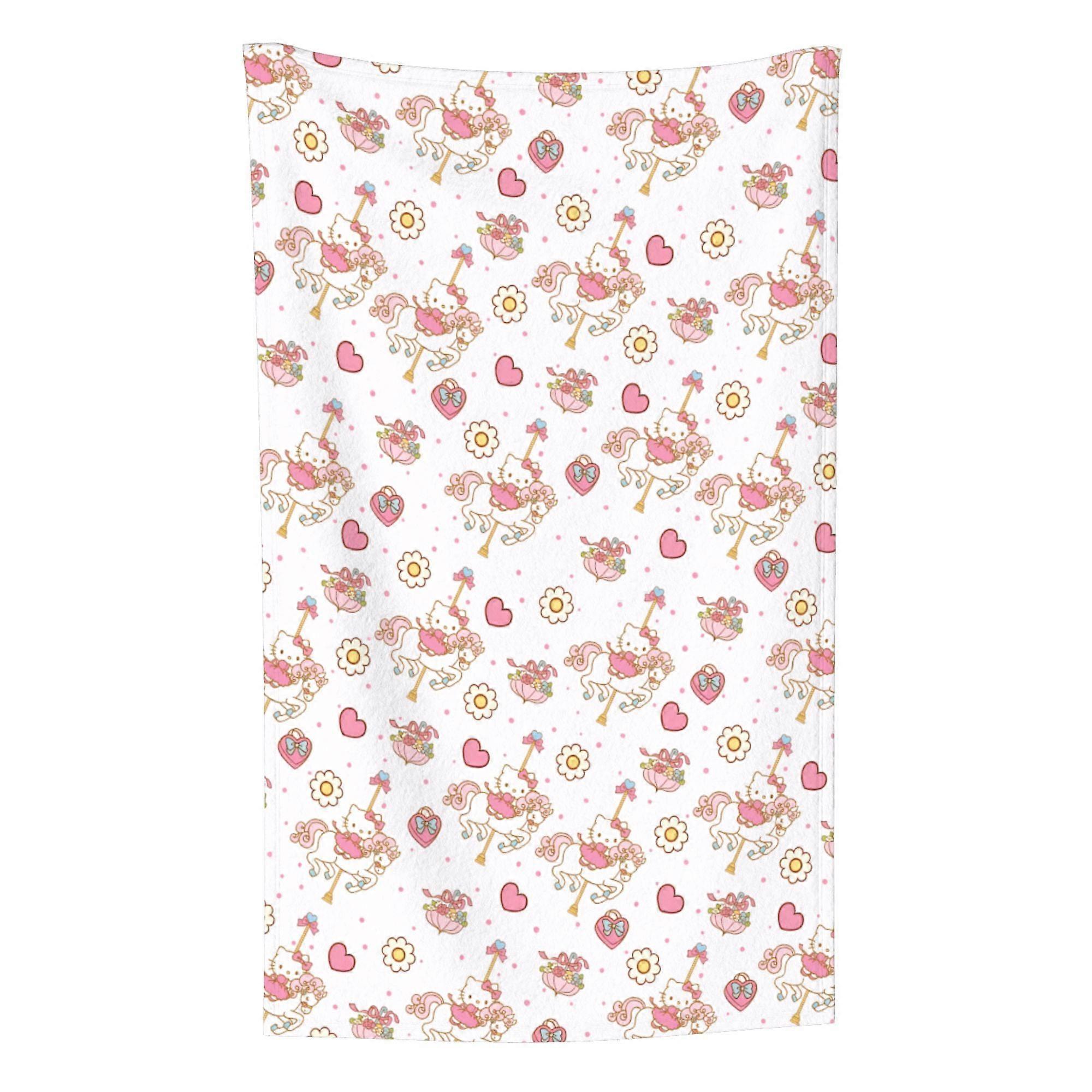 Hello Kitty Pattern Lightweight Soft Flannel Blanket Suitable for Cat Lovers Sofa Living Room Comfortable Plush Blanket 32x48in (Vertical)