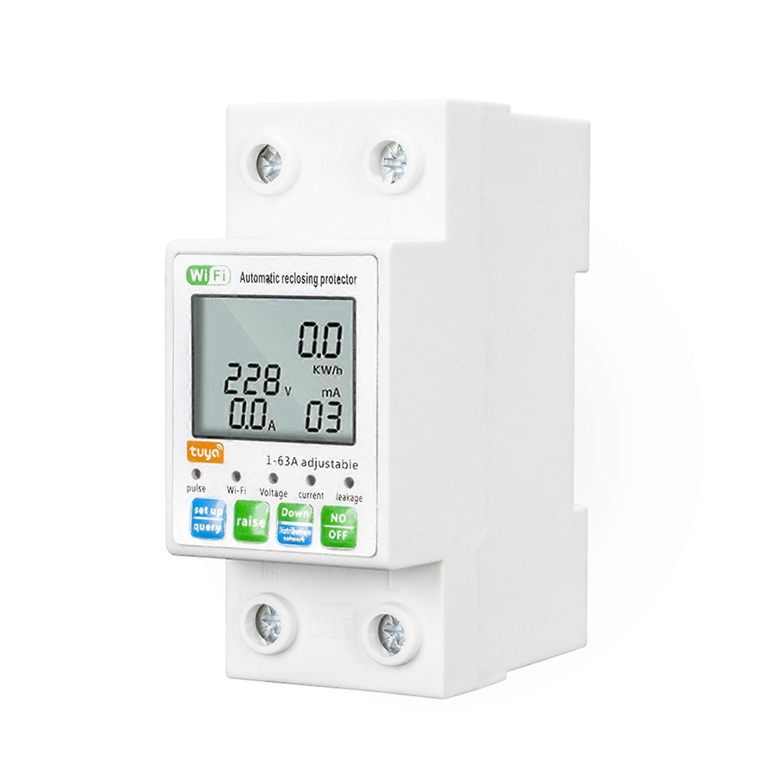 Intelligent Automatic Reclosing Protector for Tuya WiFi Multifunctional Current Voltage Monitoring Meter LCD Display Switch Power Meter Mobilephone AP
