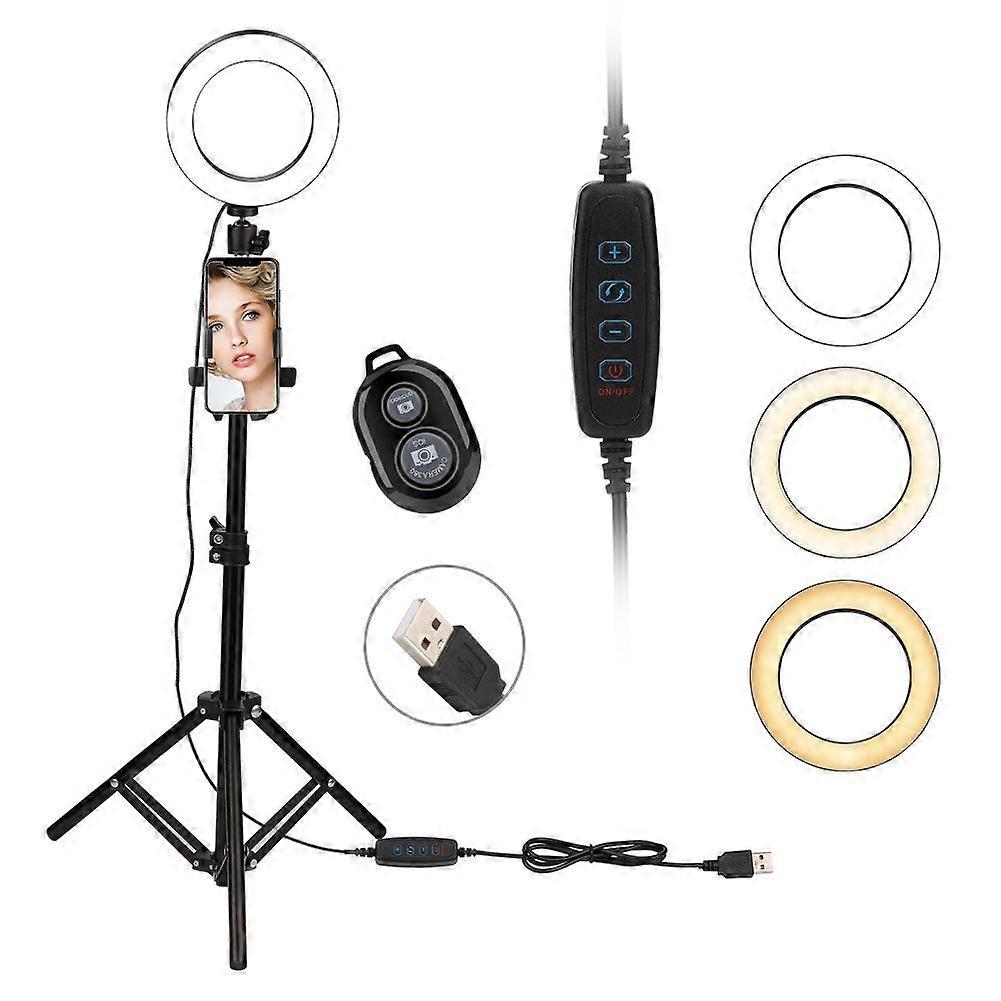 6" Selfie LED Rings Light with Tripod Stand+Phone Holder+Remote Control for You Tu be Makeup