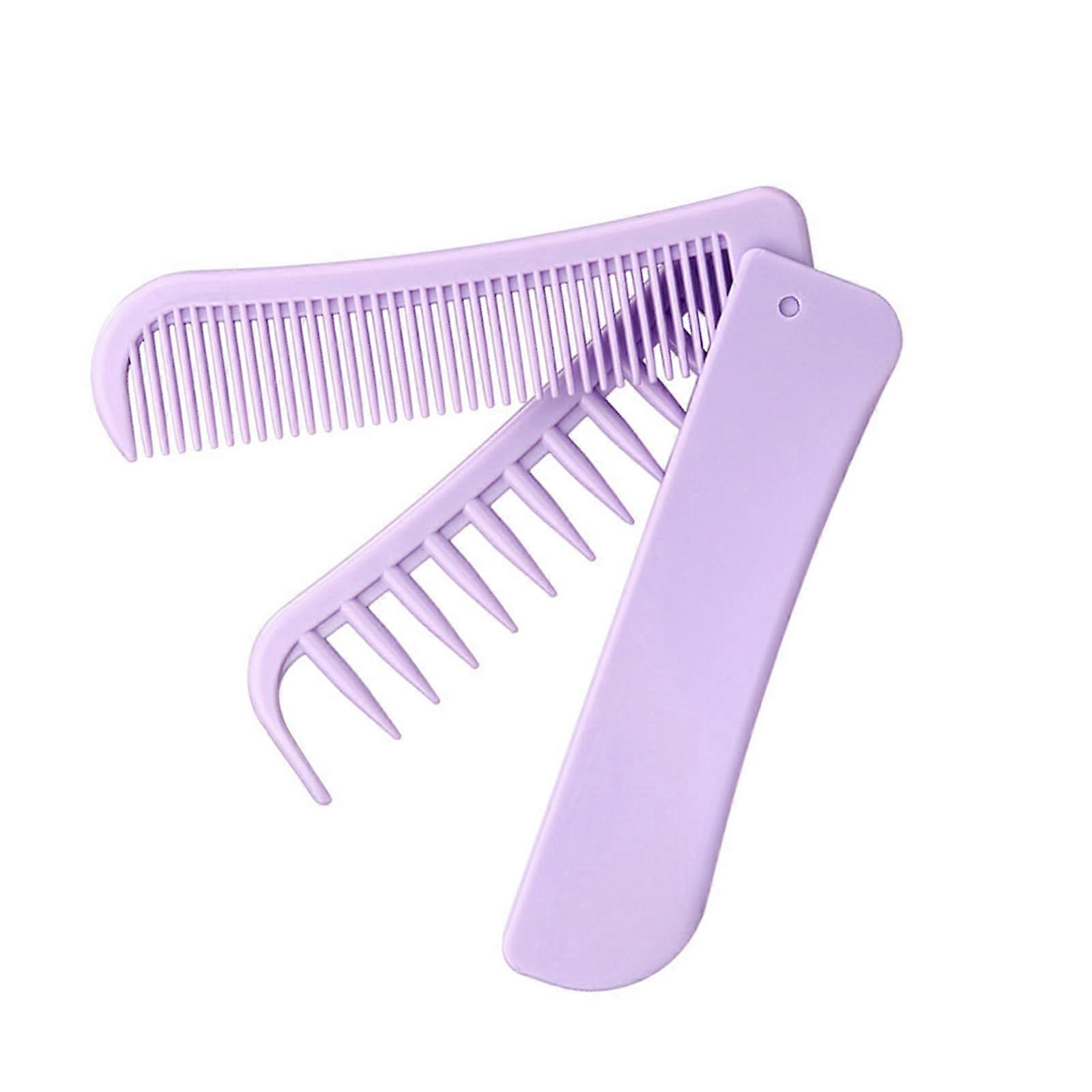 Folding Comb WideTooth Design Unisex Hair Combs TravelFriendly Portable Purple
