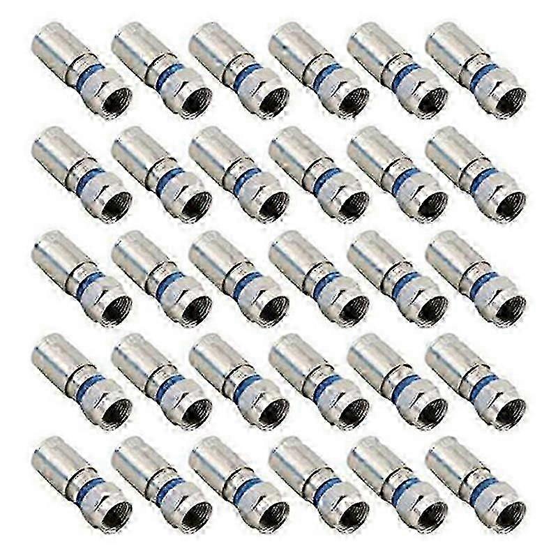 30Pcs RG6 F Compression Connector RF Wire Connector Solderless Adapter Blue YY