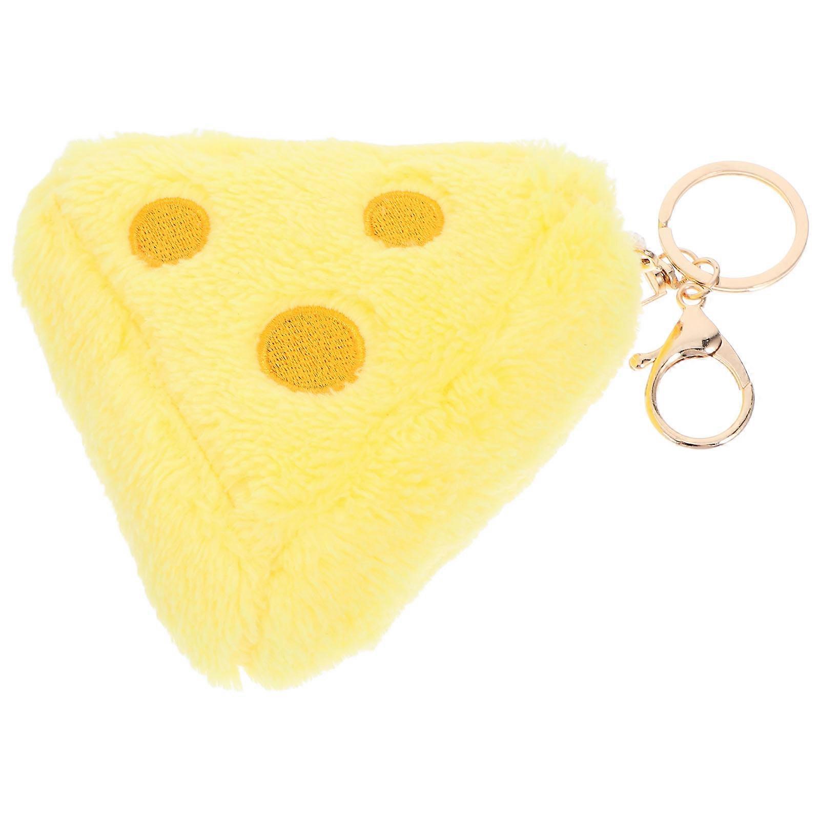 Plush Cheese Keychain for Decor Yellow Soft Fluffy Backpack Charm Accessory