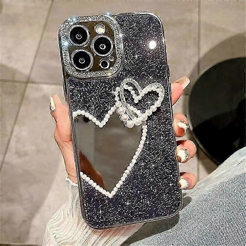 Electroplated Heart Design Shockproof Phone Case for 15, 14, 13, 12 Pro Max with Mirror Finish
