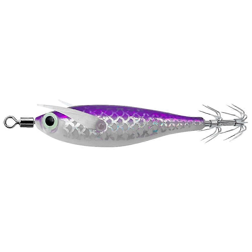 Luminous Squid Hook Double Hook Lure for Saltwater and Freshwater, 3D Eyes, Glow In The Dark Cuttlefish Bait Purple
