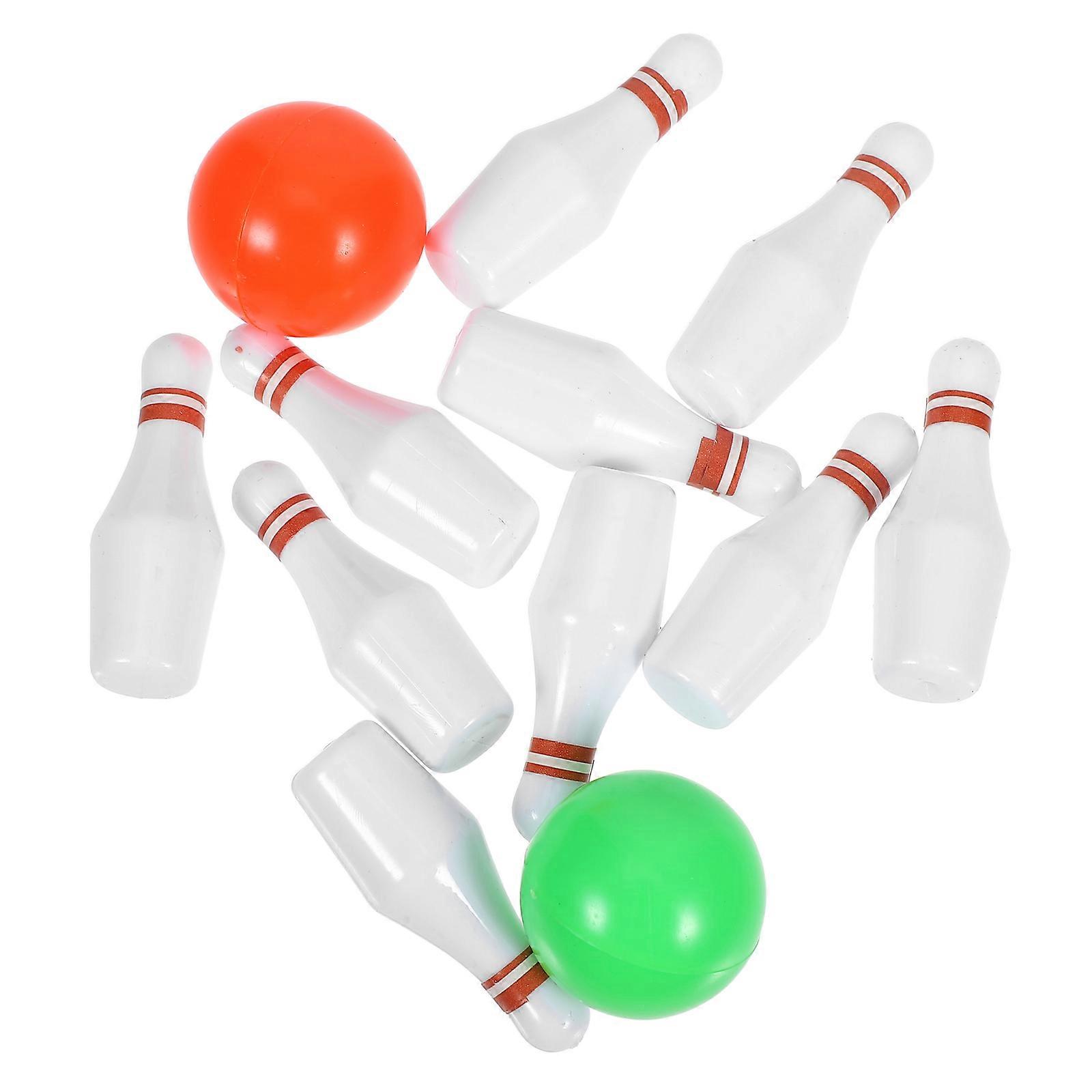 Miniature Bowling Game Bowling Set for Decoration 3Sets White Plastic
