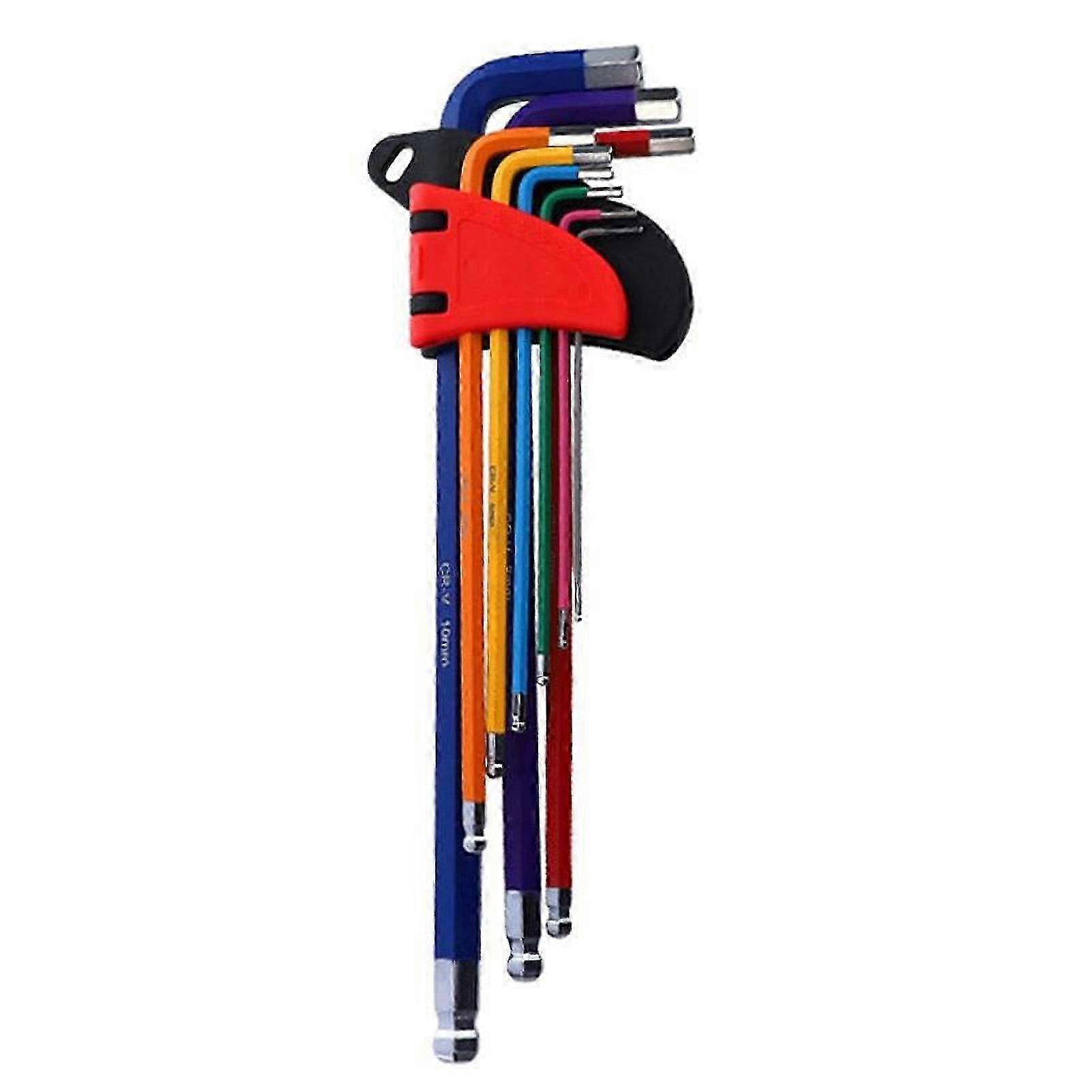 Long-handled ball-end hex key set 9 different sizes, universal 25-26