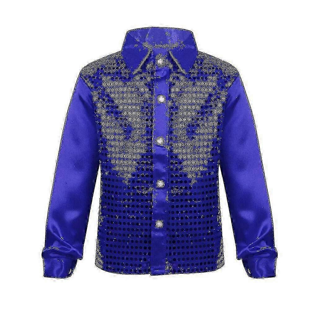 Boys Disco Hip-hop Jazz Dancewear Shirt, Button Down with Sequins, for Show Wear
